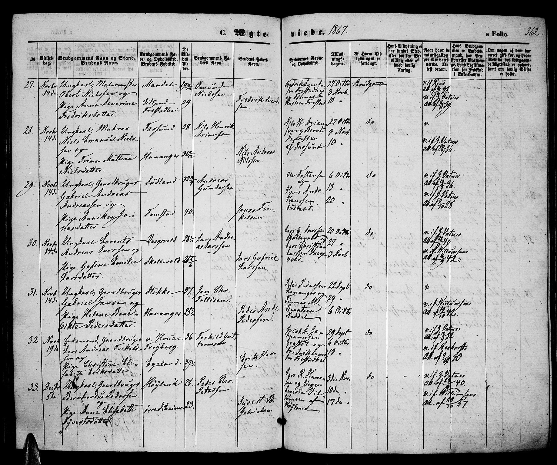 Lista sokneprestkontor, AV/SAK-1111-0027/F/Fb/L0003: Parish register (copy) no. B 3, 1862-1877, p. 362