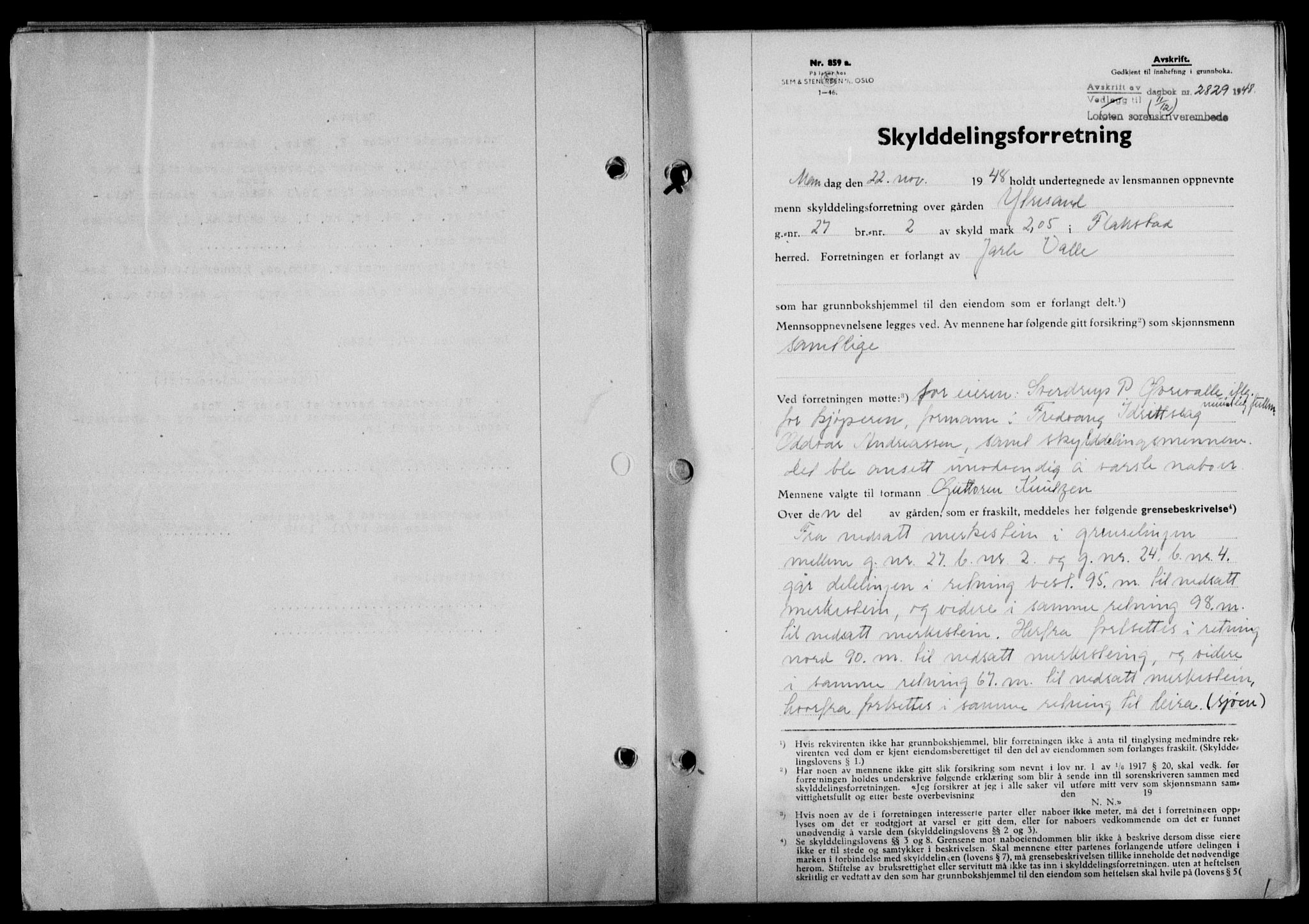Lofoten sorenskriveri, SAT/A-0017/1/2/2C/L0020a: Mortgage book no. 20a, 1948-1949, Diary no: : 2829/1948