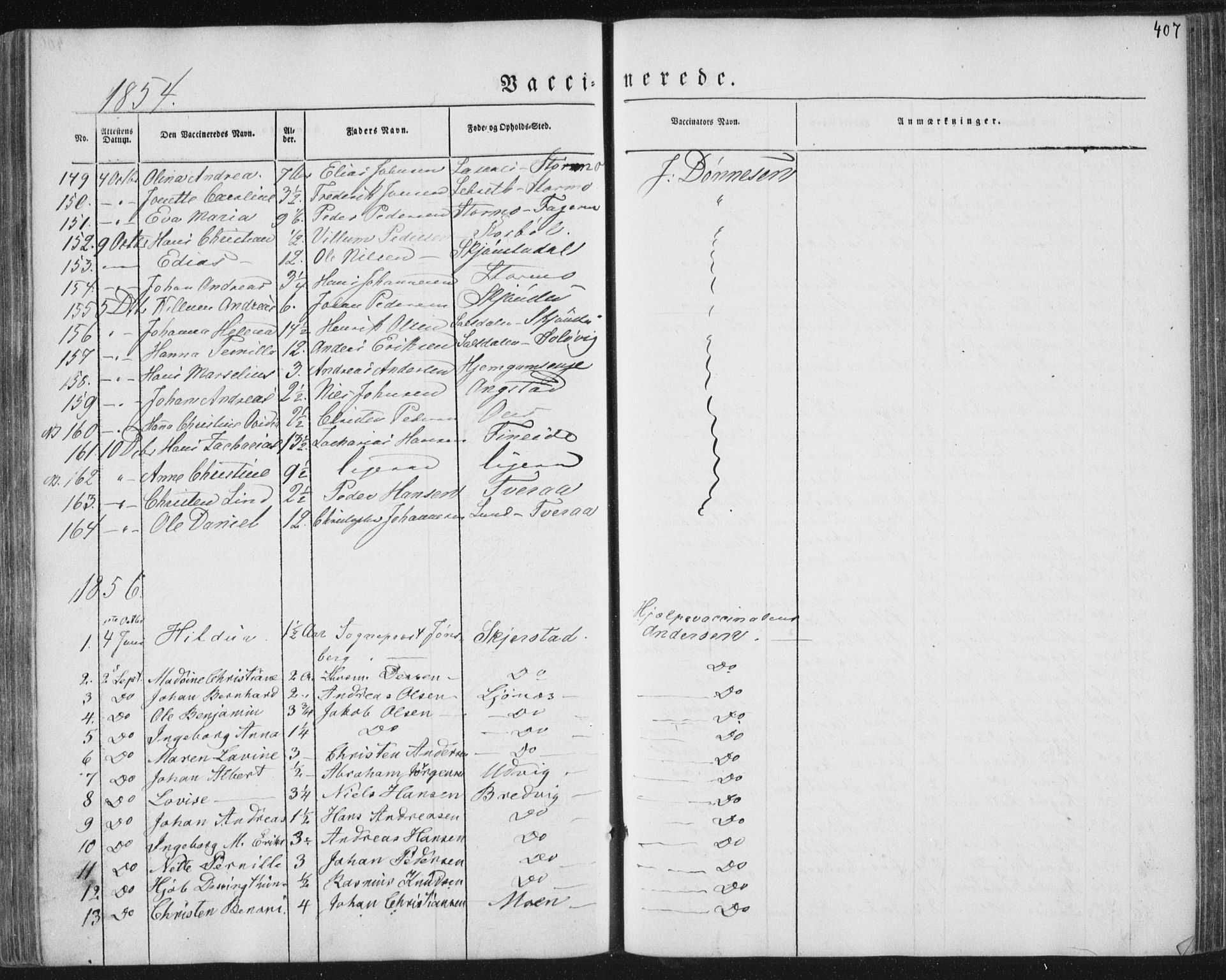 Ministerialprotokoller, klokkerbøker og fødselsregistre - Nordland, AV/SAT-A-1459/852/L0738: Parish register (official) no. 852A08, 1849-1865, p. 407