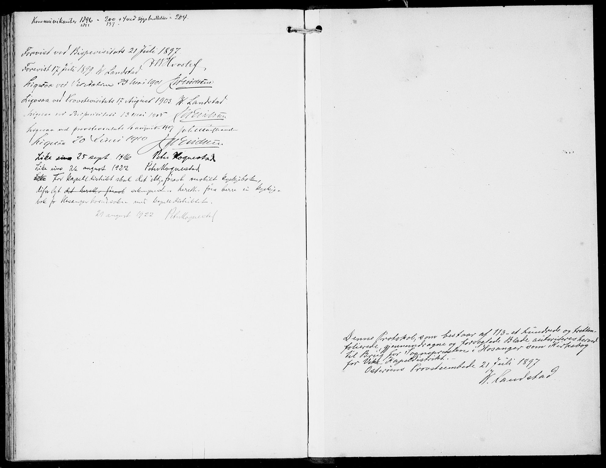 Hosanger sokneprestembete, AV/SAB-A-75801/H/Haa: Parish register (official) no. D  1, 1896-1922