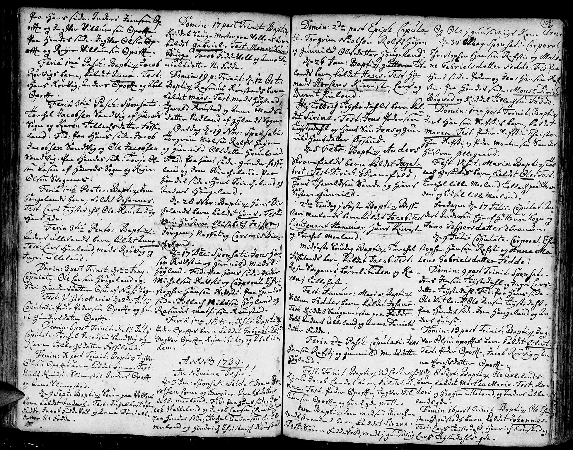 Kvinesdal sokneprestkontor, SAK/1111-0026/F/Fa/Fab/L0001: Parish register (official) no. A 1 /2, 1710-1788, p. 109