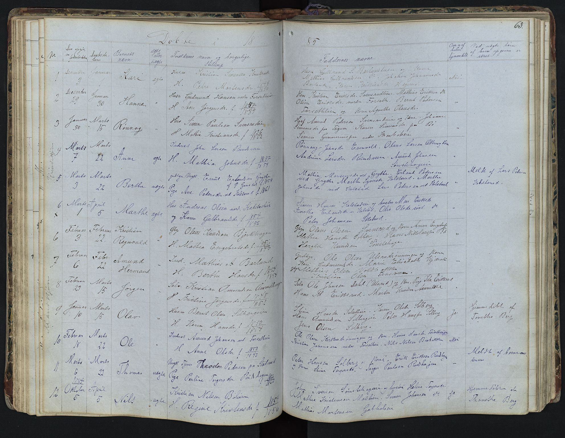 Vestre Gausdal prestekontor, AV/SAH-PREST-094/H/Ha/Hab/L0001: Parish register (copy) no. 1, 1867-1895, p. 63