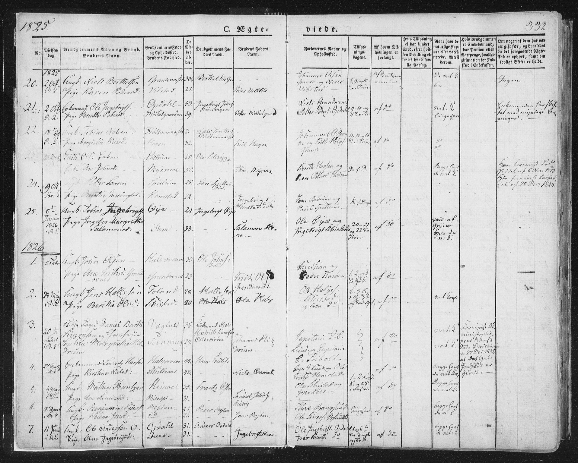 Ministerialprotokoller, klokkerbøker og fødselsregistre - Nord-Trøndelag, SAT/A-1458/764/L0552: Parish register (official) no. 764A07b, 1824-1865, p. 332