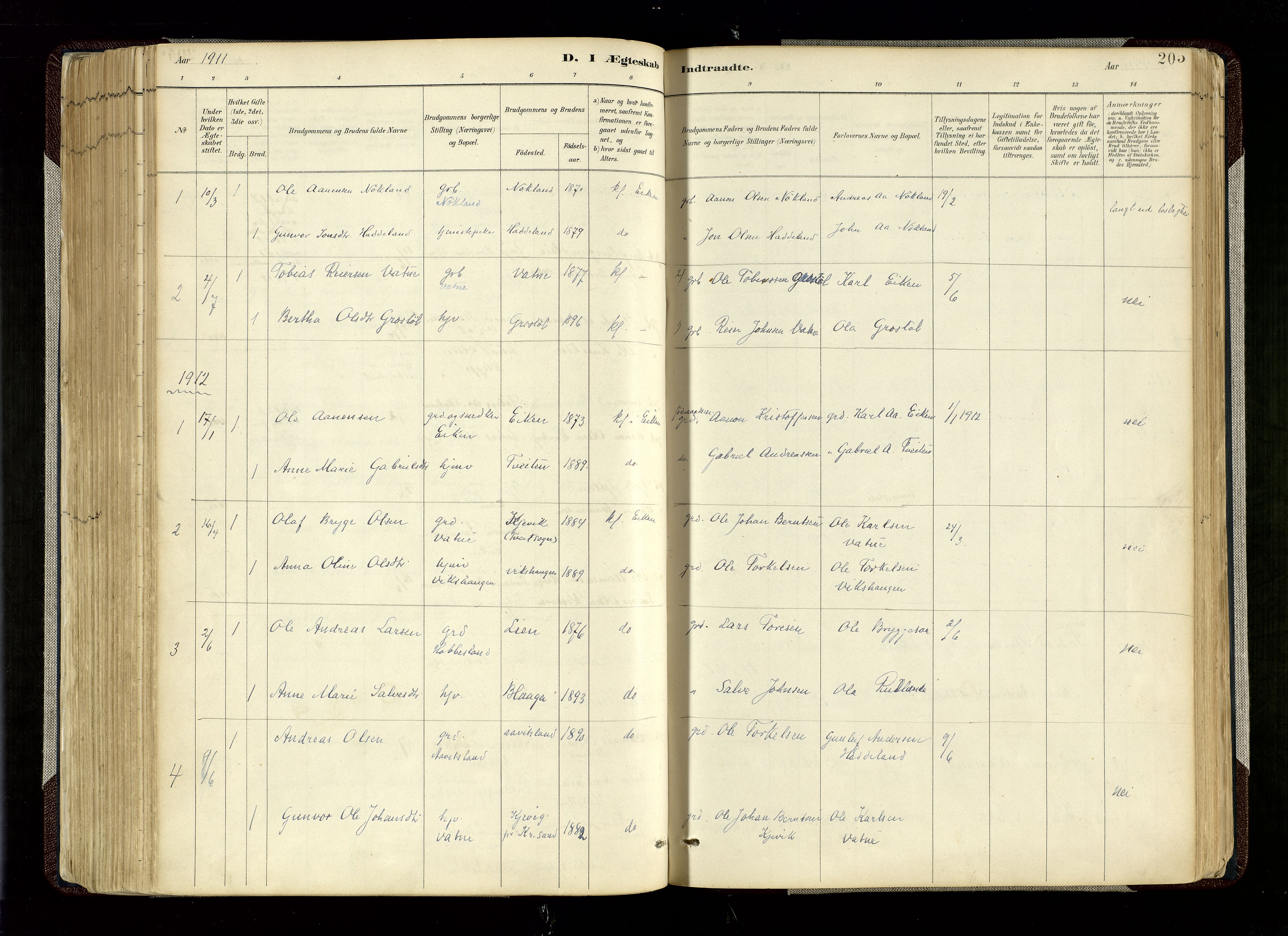 Hægebostad sokneprestkontor, SAK/1111-0024/F/Fa/Fab/L0004: Parish register (official) no. A 4, 1887-1929, p. 205