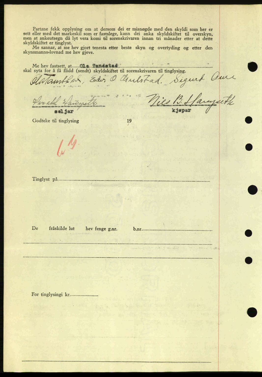 Nordre Sunnmøre sorenskriveri, SAT/A-0006/1/2/2C/2Ca: Mortgage book no. A20a, 1945-1945, Diary no: : 762/1945