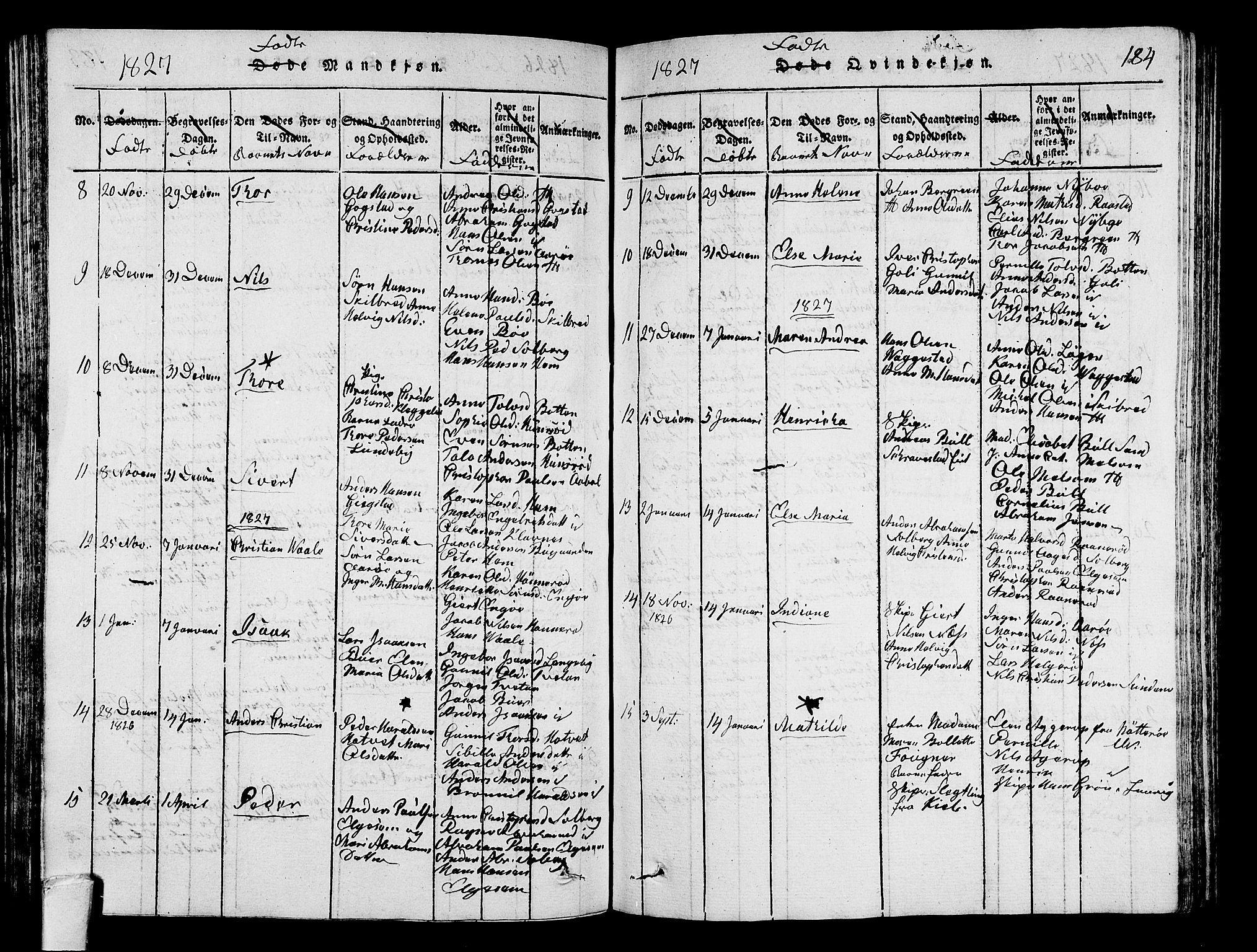 Sandar kirkebøker, AV/SAKO-A-243/G/Ga/L0001: Parish register (copy) no. 1, 1814-1835, p. 184