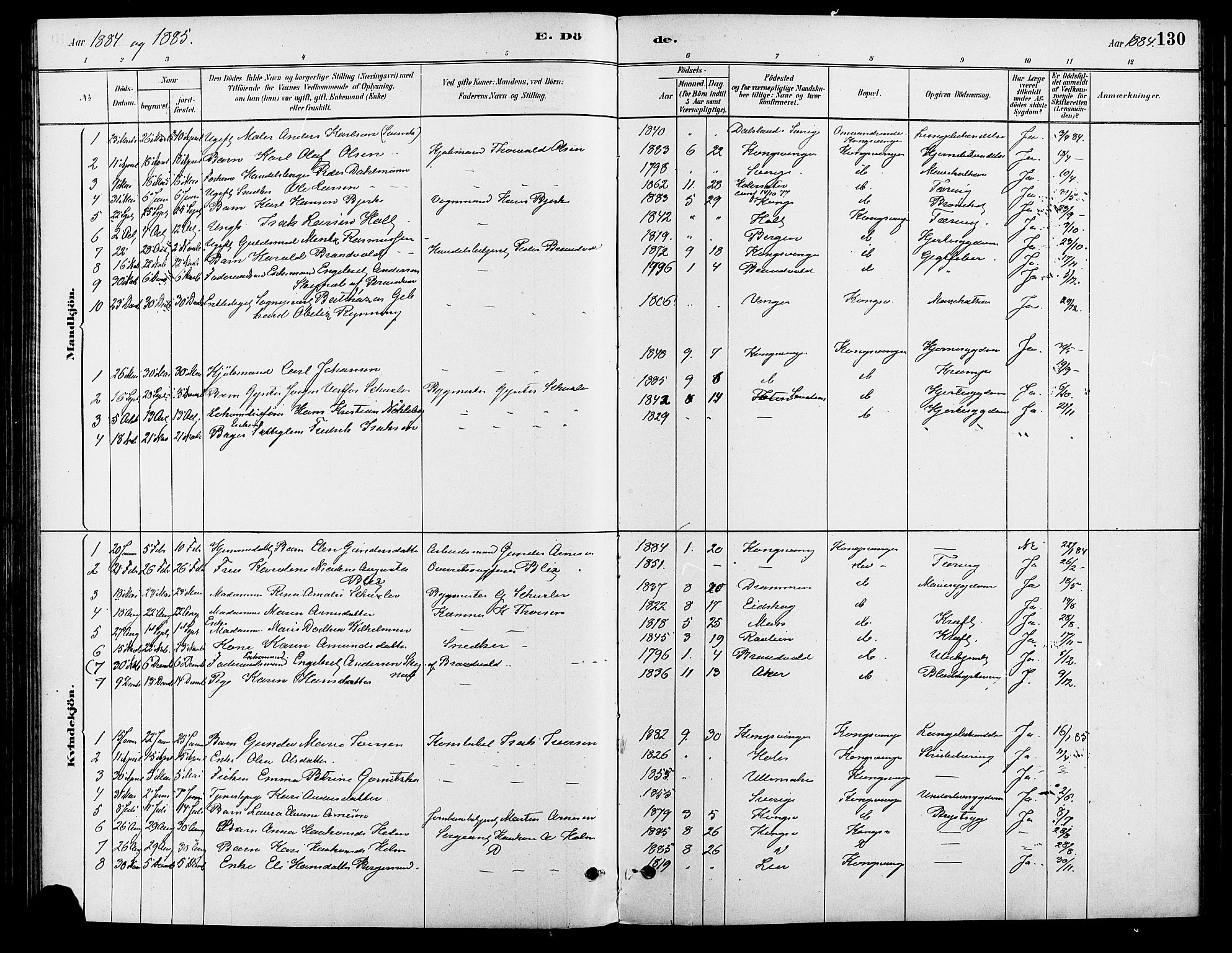 Vinger prestekontor, AV/SAH-PREST-024/H/Ha/Haa/L0013: Parish register (official) no. 13, 1881-1897, p. 130