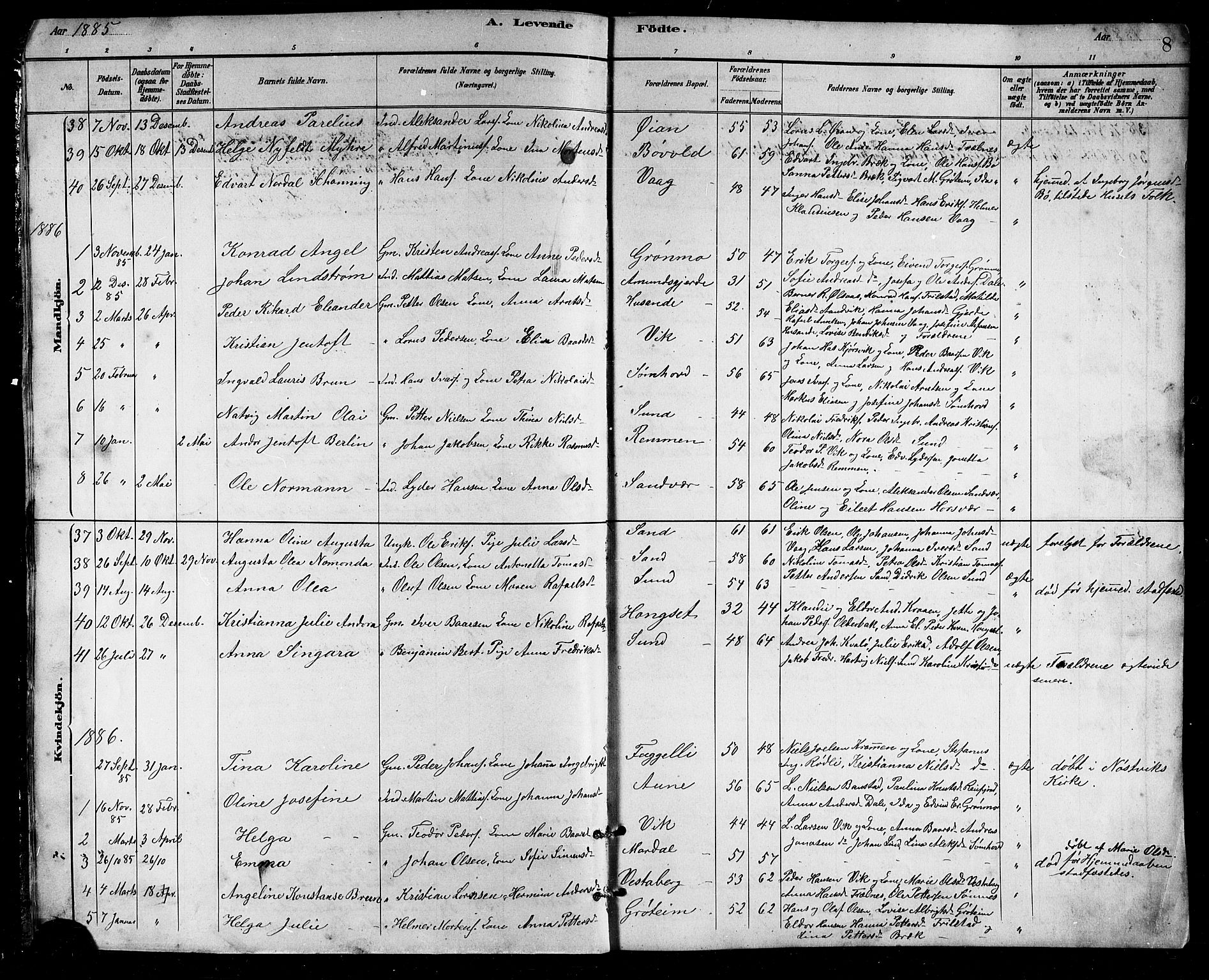 Ministerialprotokoller, klokkerbøker og fødselsregistre - Nordland, SAT/A-1459/812/L0188: Parish register (copy) no. 812C06, 1884-1912, p. 8