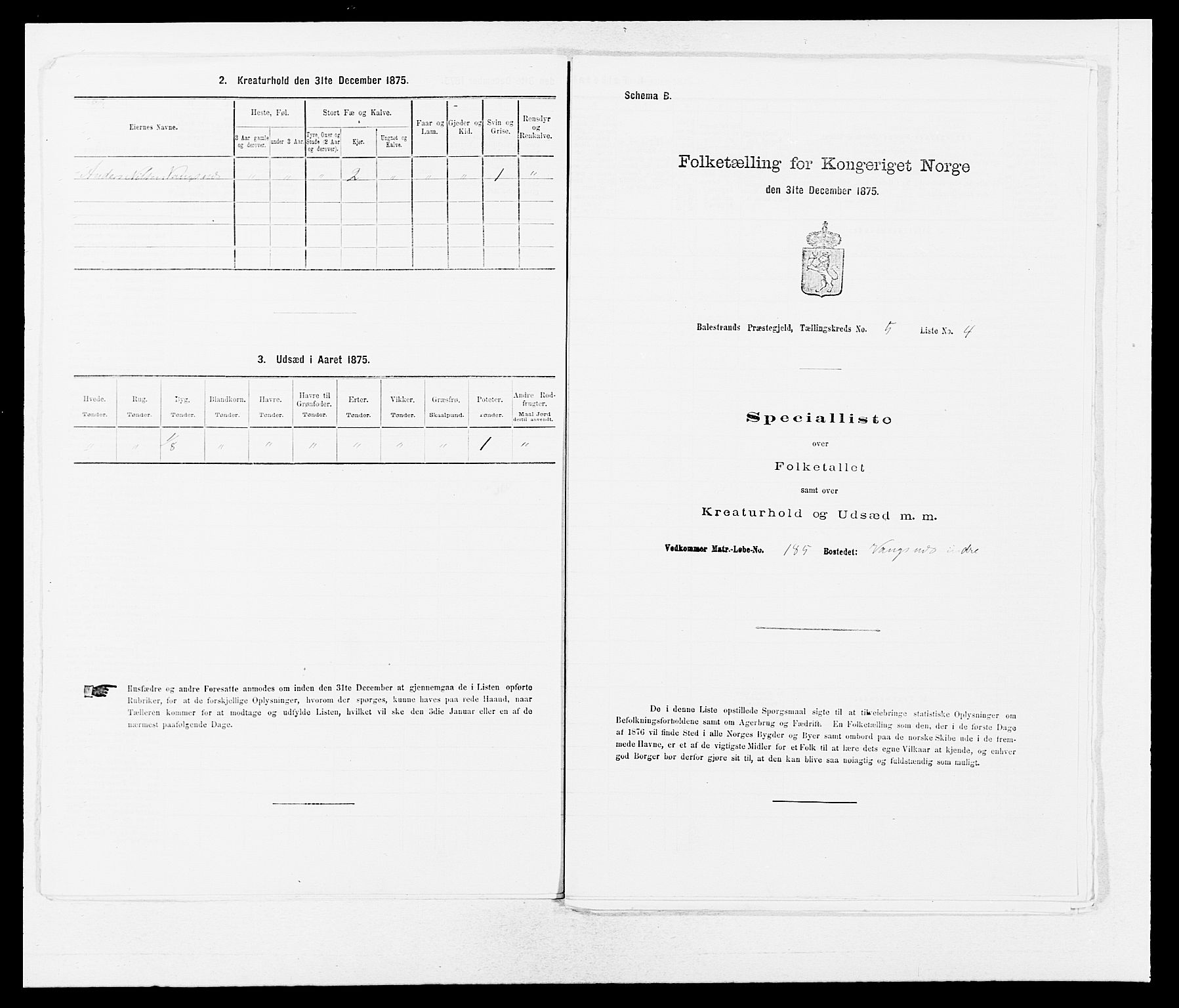 SAB, 1875 census for 1418P Balestrand, 1875, p. 608