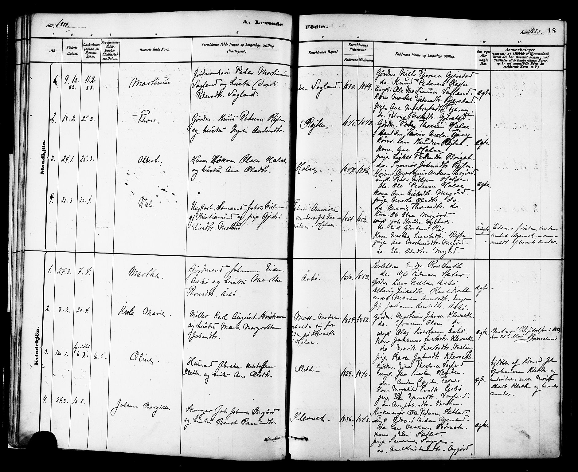 Ministerialprotokoller, klokkerbøker og fødselsregistre - Møre og Romsdal, SAT/A-1454/576/L0885: Parish register (official) no. 576A03, 1880-1898, p. 18