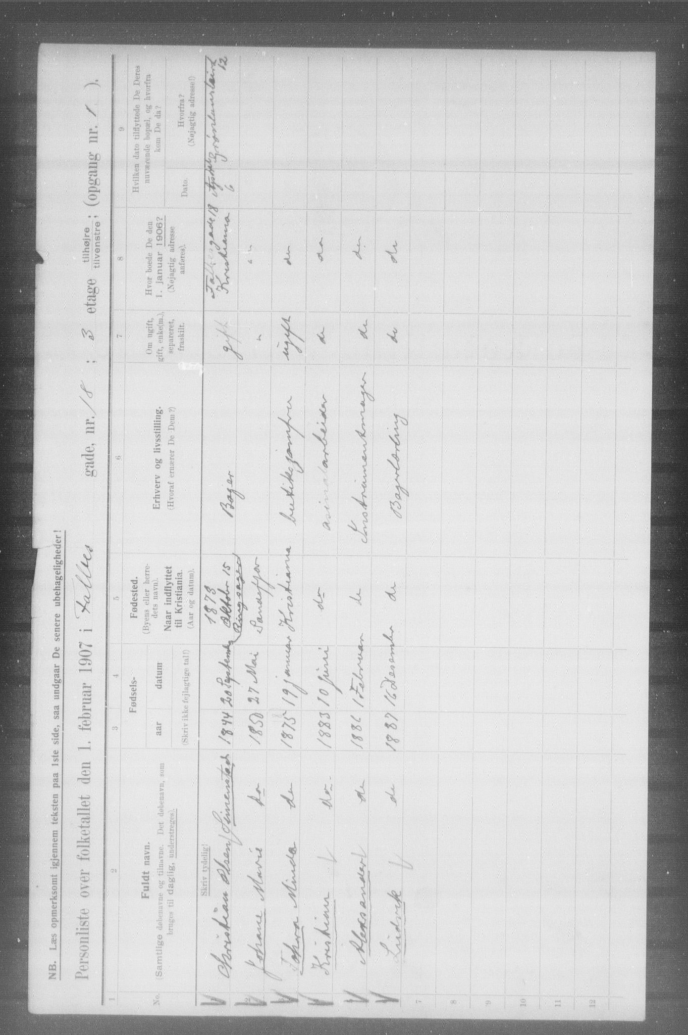 OBA, Municipal Census 1907 for Kristiania, 1907, p. 11757