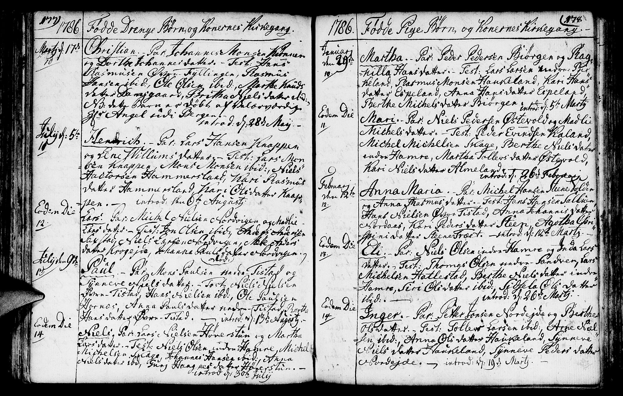 Fana Sokneprestembete, AV/SAB-A-75101/H/Haa/Haaa/L0005: Parish register (official) no. A 5, 1773-1799, p. 177-178