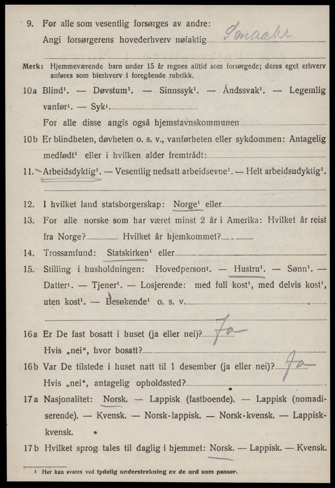 SAT, 1920 census for Leinstrand, 1920, p. 2046