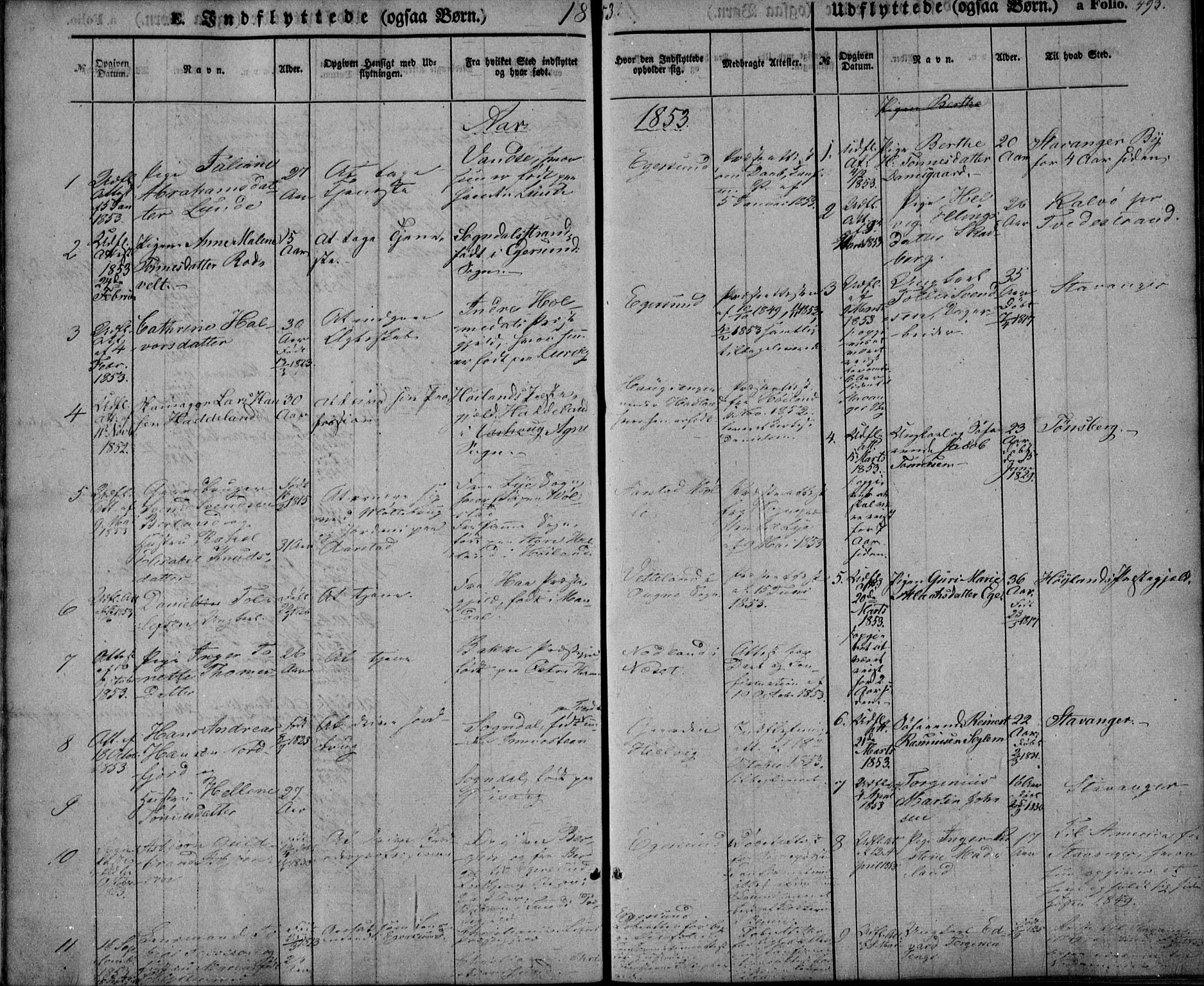 Eigersund sokneprestkontor, SAST/A-101807/S08/L0013: Parish register (official) no. A 12.2, 1850-1865, p. 493