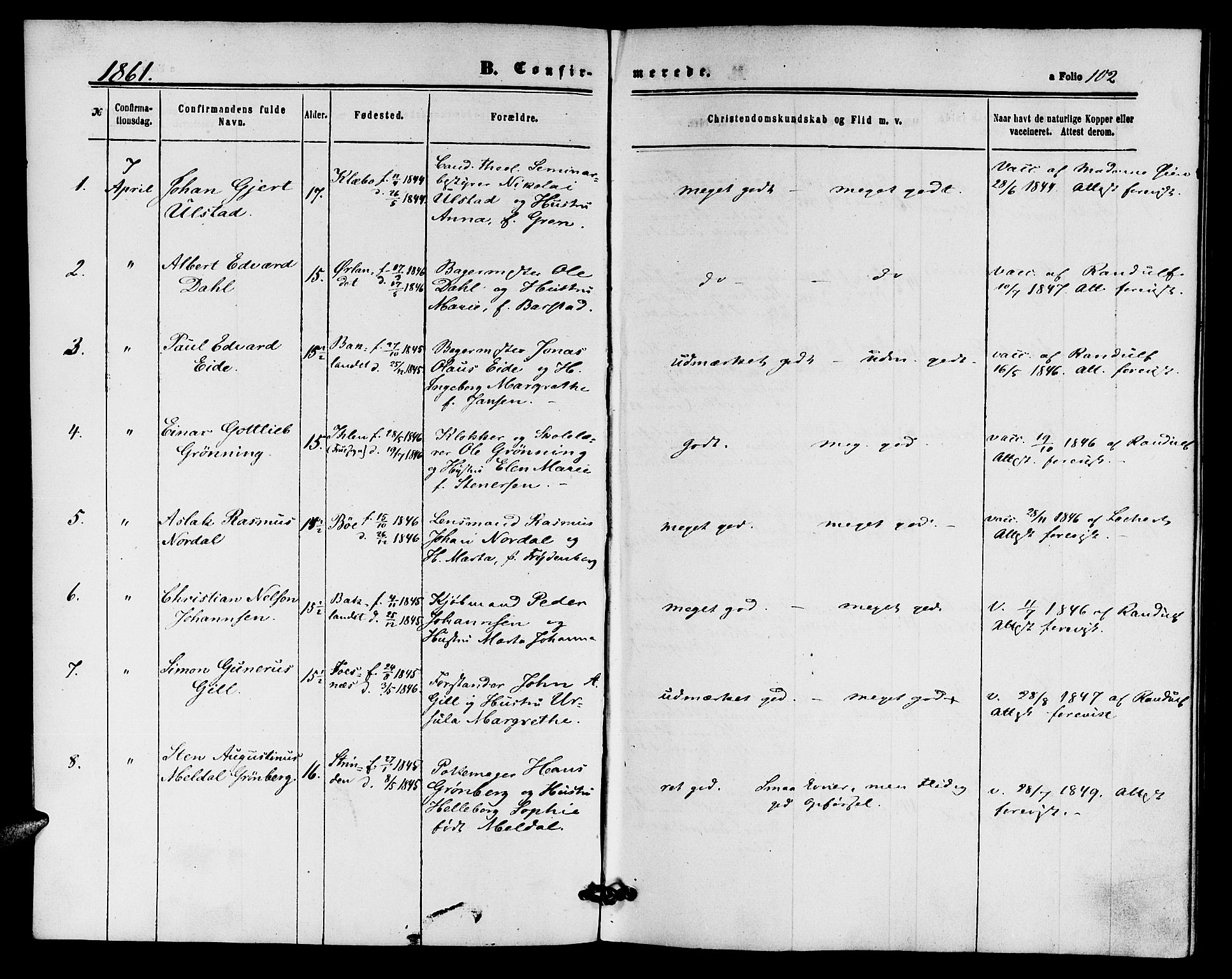 Ministerialprotokoller, klokkerbøker og fødselsregistre - Sør-Trøndelag, SAT/A-1456/604/L0185: Parish register (official) no. 604A06, 1861-1865, p. 102