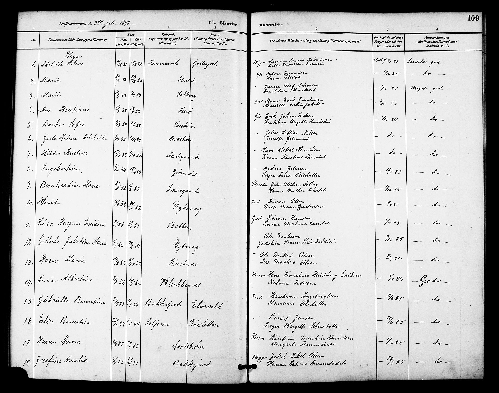 Tranøy sokneprestkontor, SATØ/S-1313/I/Ia/Iab/L0022klokker: Parish register (copy) no. 22, 1887-1912, p. 109