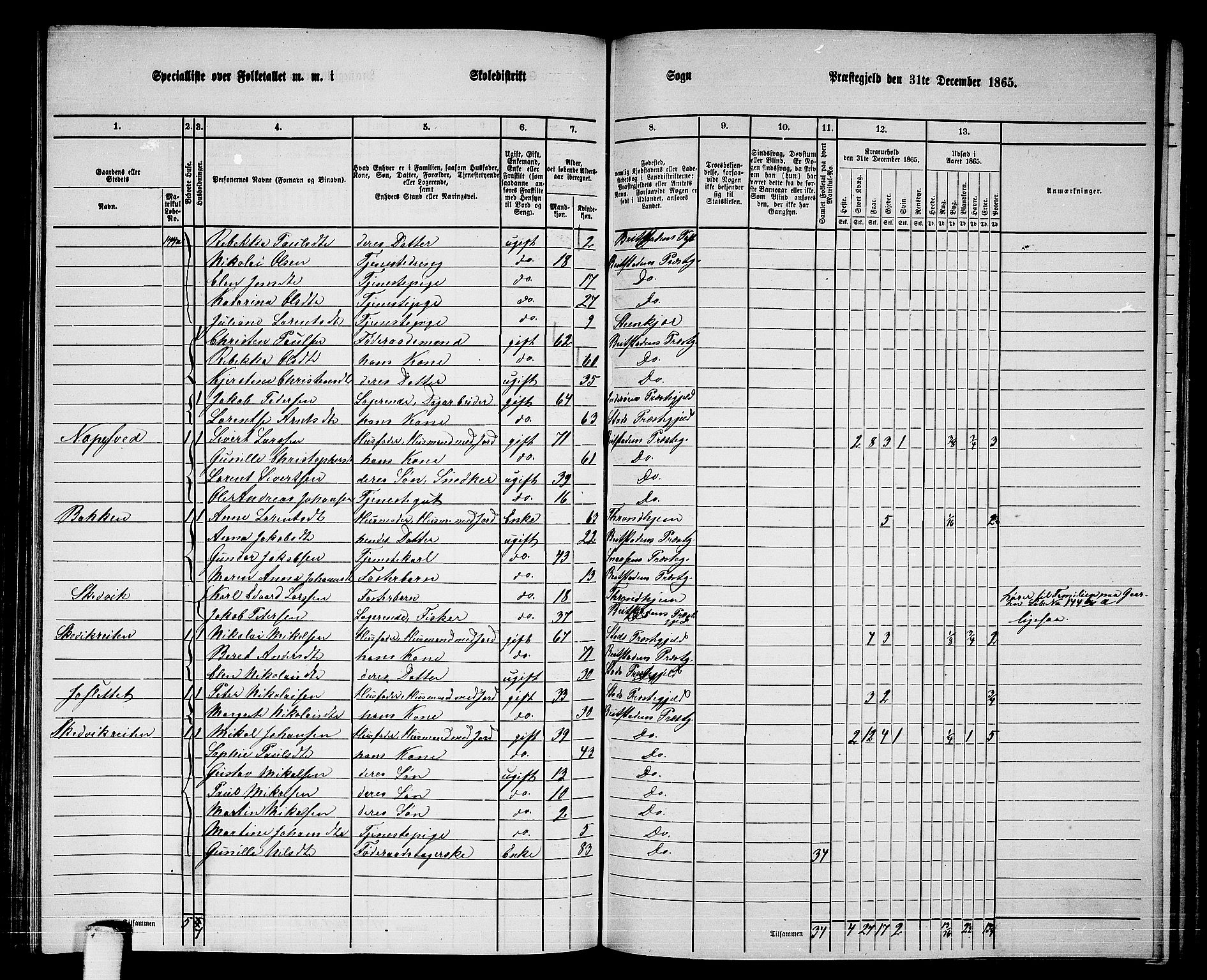 RA, 1865 census for Beitstad, 1865, p. 127