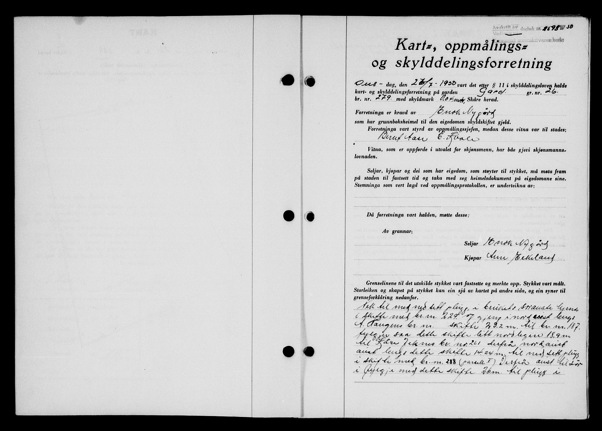 Karmsund sorenskriveri, SAST/A-100311/01/II/IIB/L0101: Mortgage book no. 81A, 1950-1951, Diary no: : 2595/1950