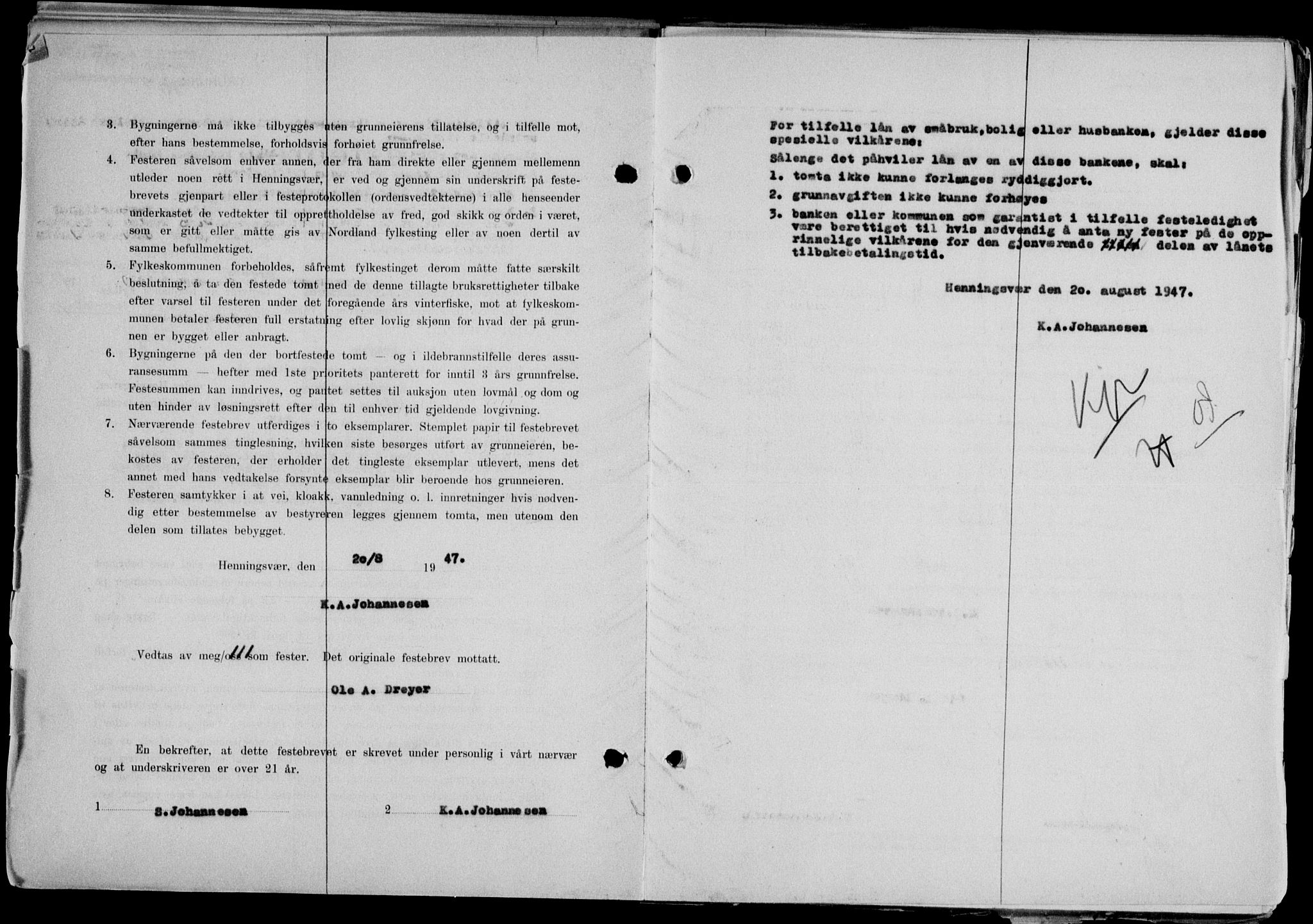 Lofoten sorenskriveri, SAT/A-0017/1/2/2C/L0016a: Mortgage book no. 16a, 1947-1947, Diary no: : 1365/1947
