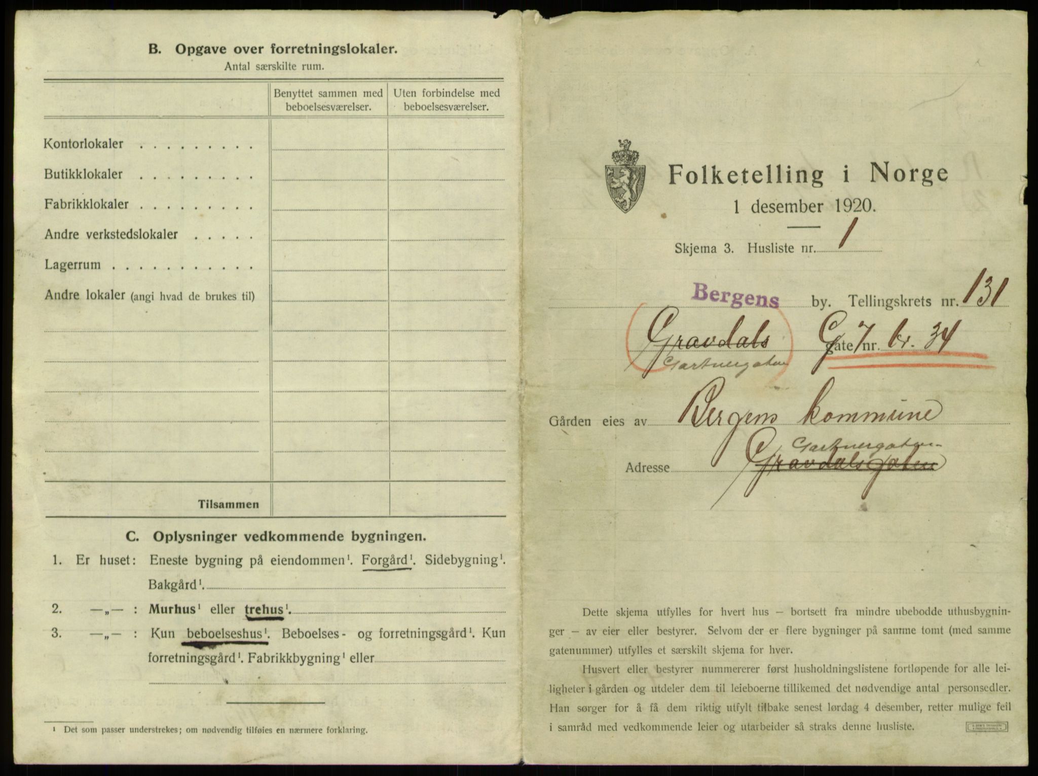 SAB, 1920 census for Bergen, 1920, p. 12220