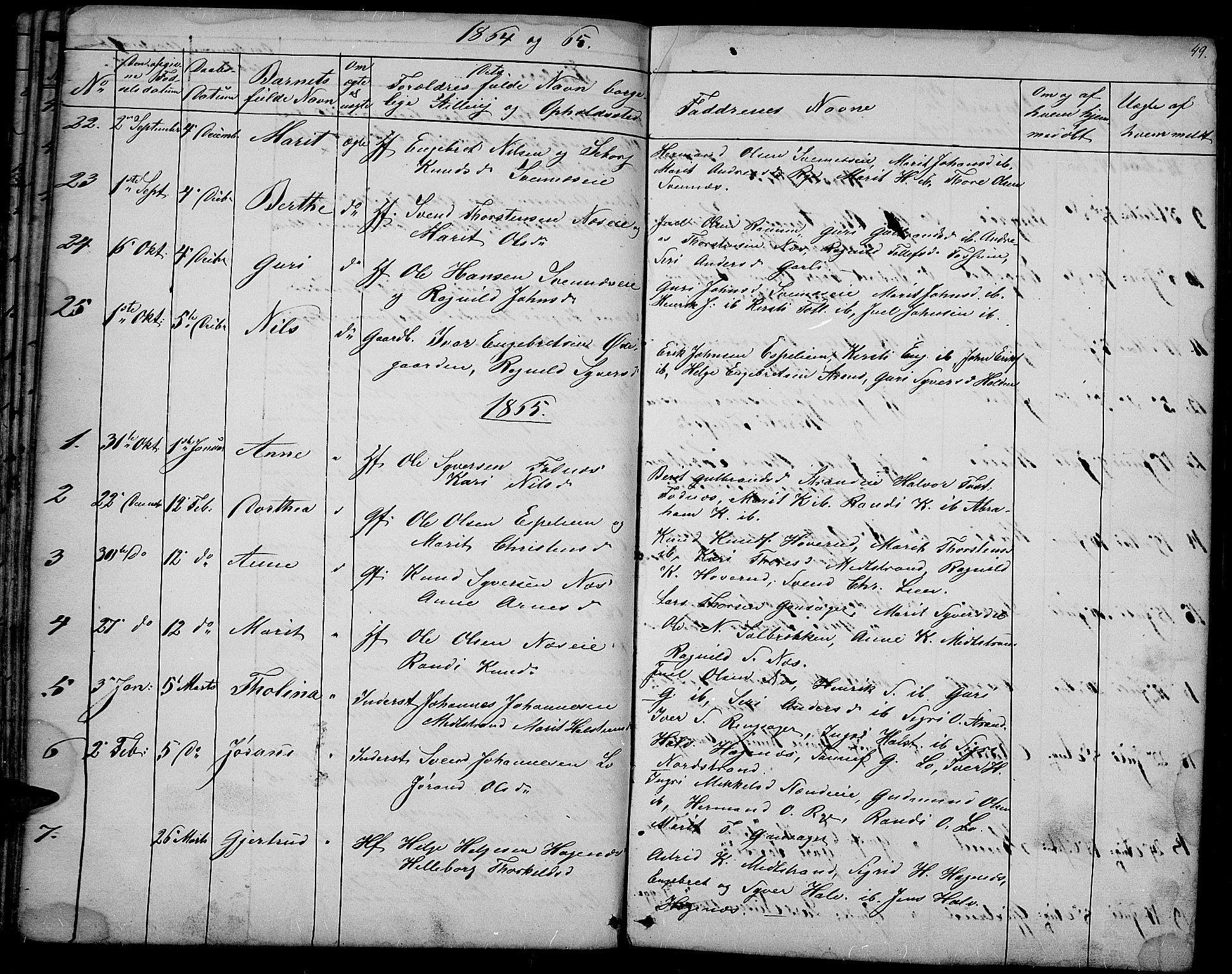 Nord-Aurdal prestekontor, SAH/PREST-132/H/Ha/Hab/L0003: Parish register (copy) no. 3, 1842-1882, p. 49