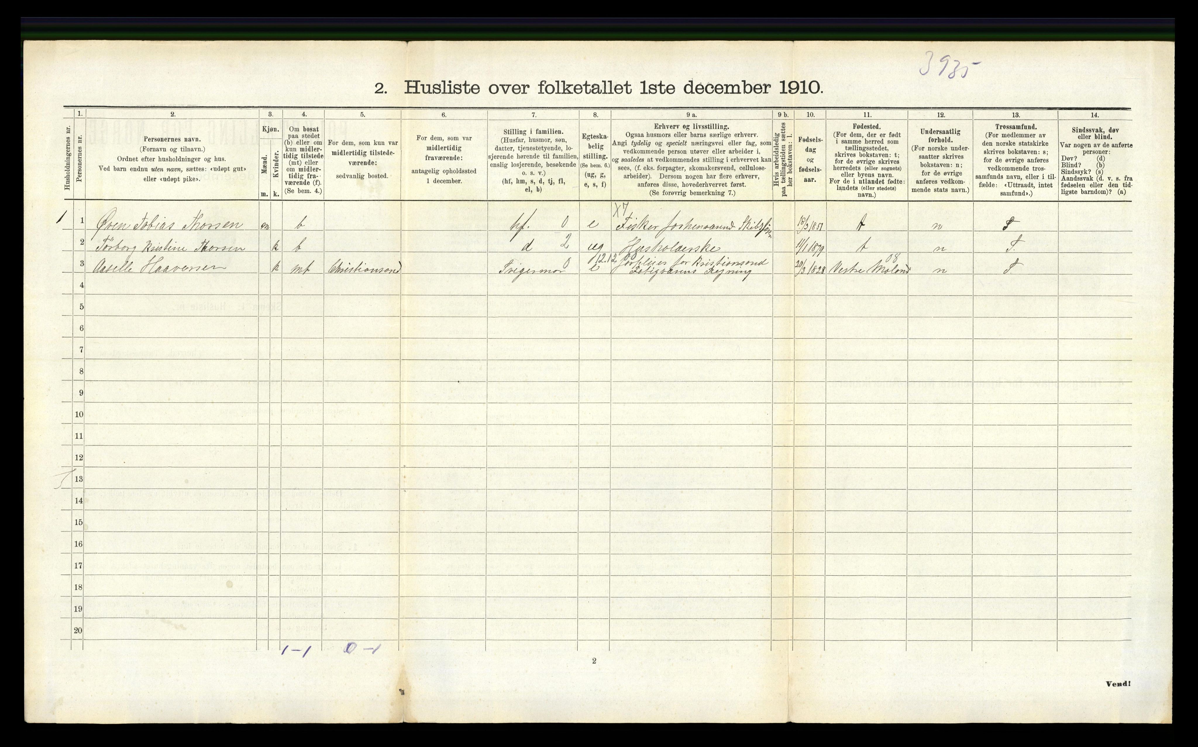 RA, 1910 census for Høvåg, 1910, p. 730