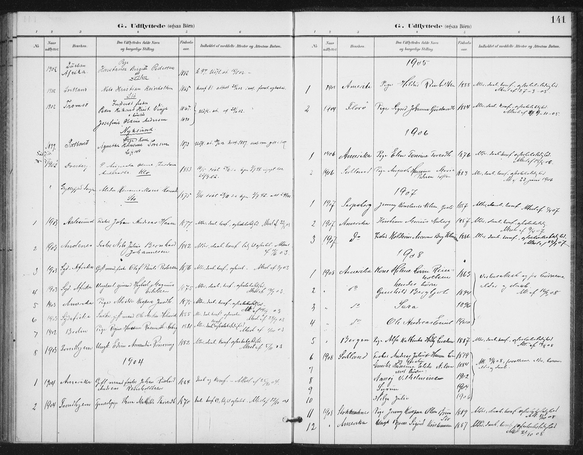 Ministerialprotokoller, klokkerbøker og fødselsregistre - Nordland, SAT/A-1459/894/L1356: Parish register (official) no. 894A02, 1897-1914, p. 141