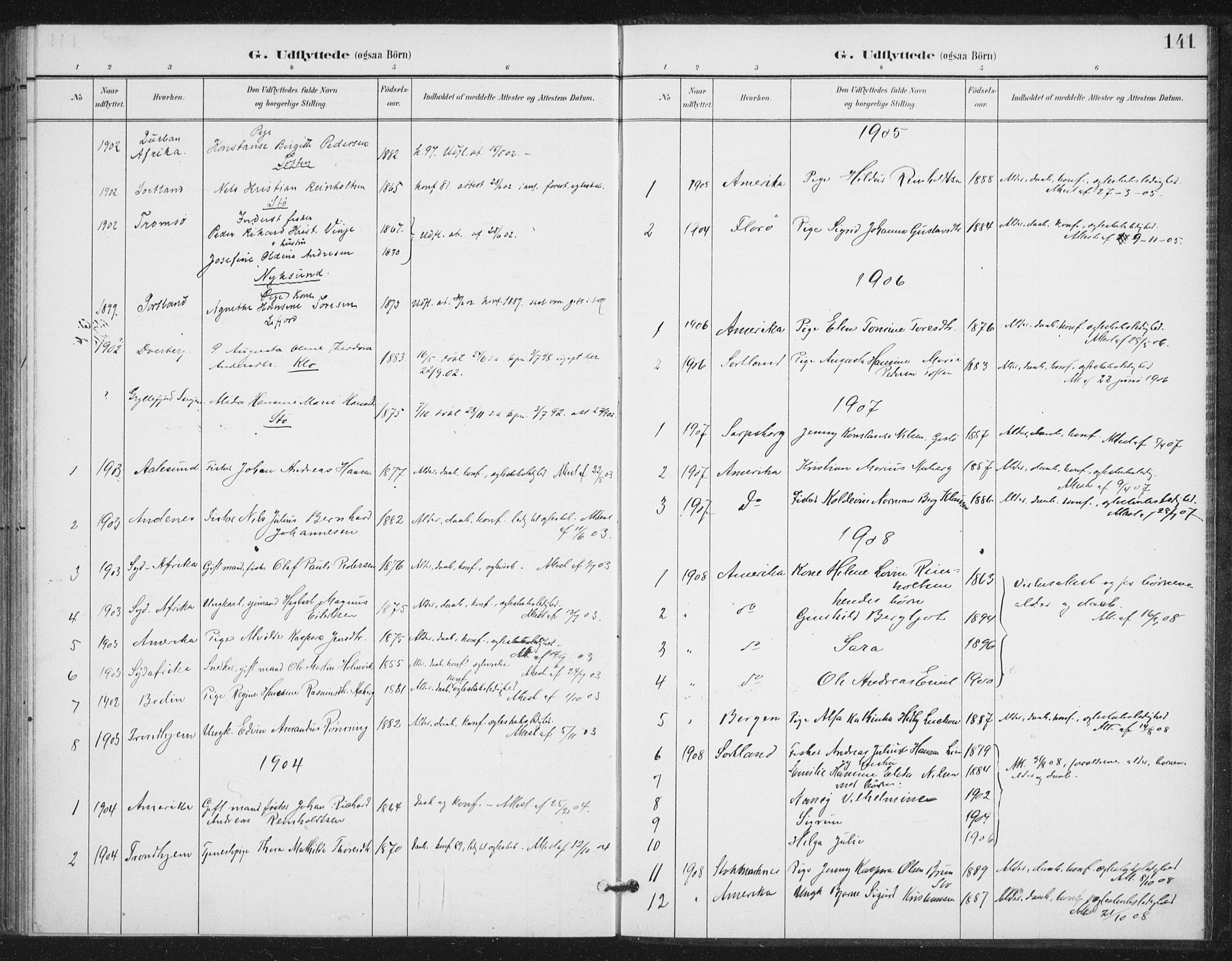 Ministerialprotokoller, klokkerbøker og fødselsregistre - Nordland, AV/SAT-A-1459/894/L1356: Parish register (official) no. 894A02, 1897-1914, p. 141