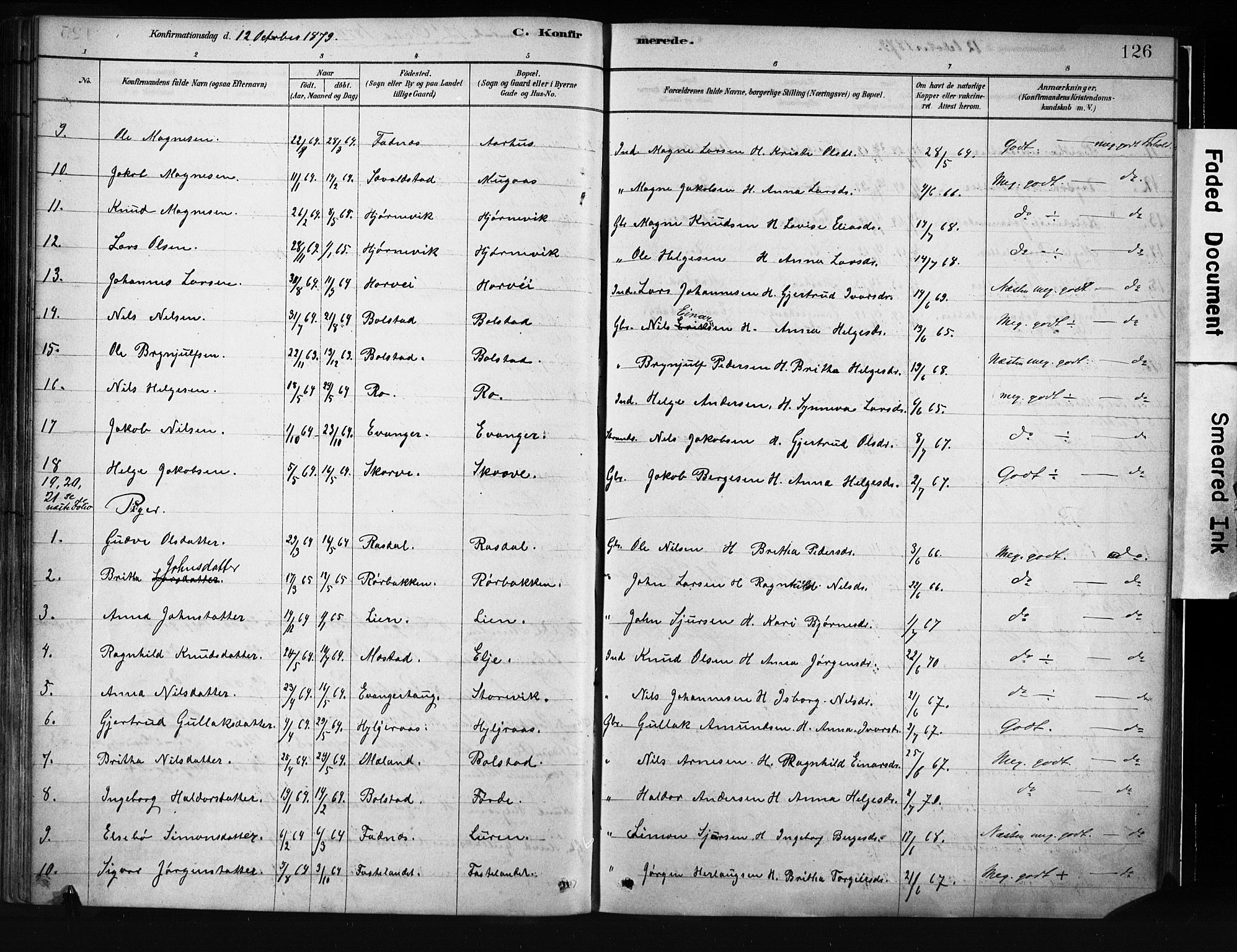 Evanger sokneprestembete, SAB/A-99924: Parish register (official) no. A 1, 1877-1899, p. 126