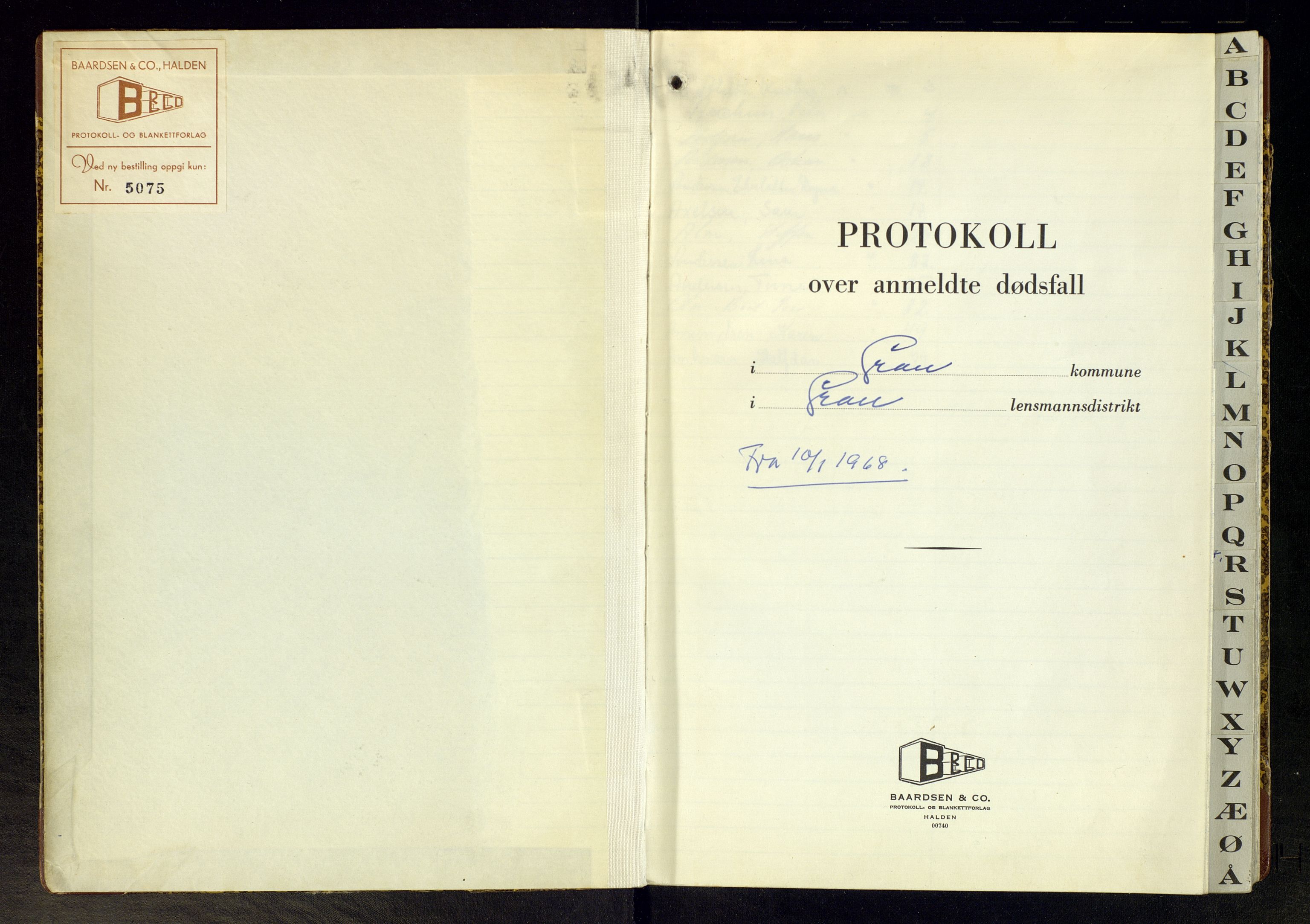 Gran lensmannskontor, AV/SAH-LOG-010/H/Ha/L0007: Dødsfallsprotokoll, 1967-1970