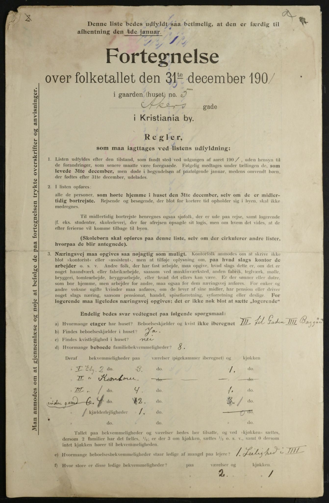 OBA, Municipal Census 1901 for Kristiania, 1901, p. 47