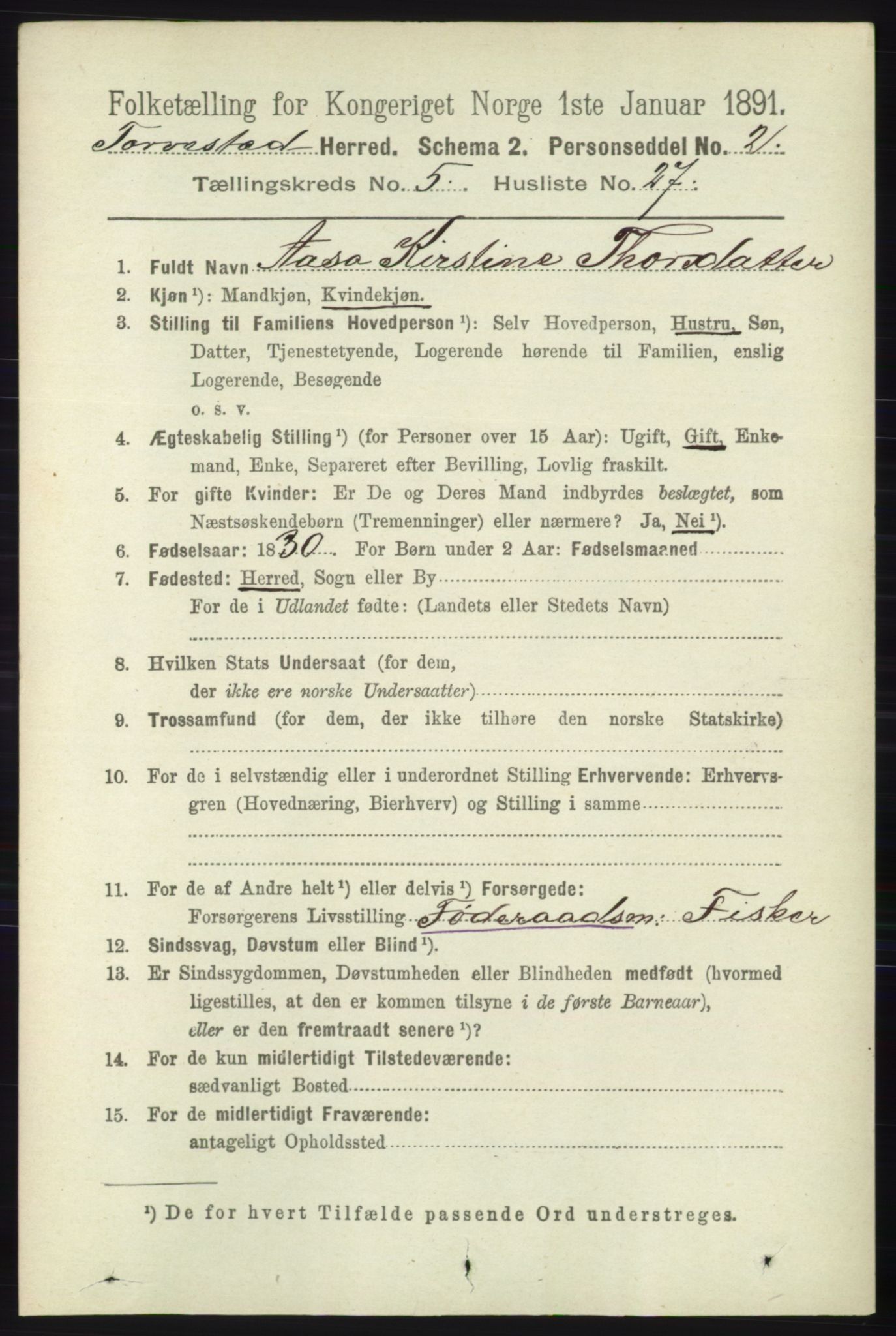 RA, 1891 census for 1152 Torvastad, 1891, p. 1914