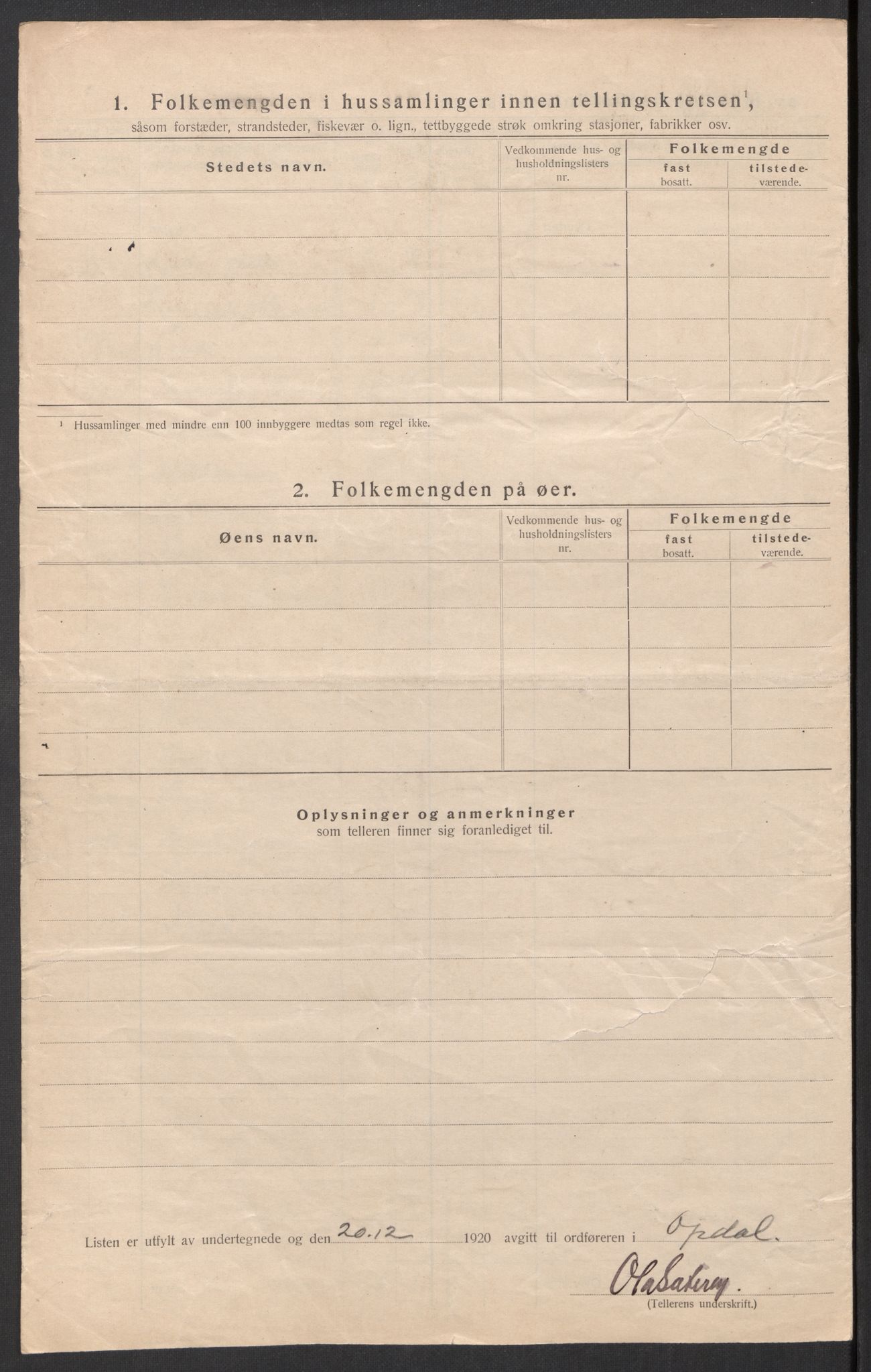 SAT, 1920 census for Oppdal, 1920, p. 41