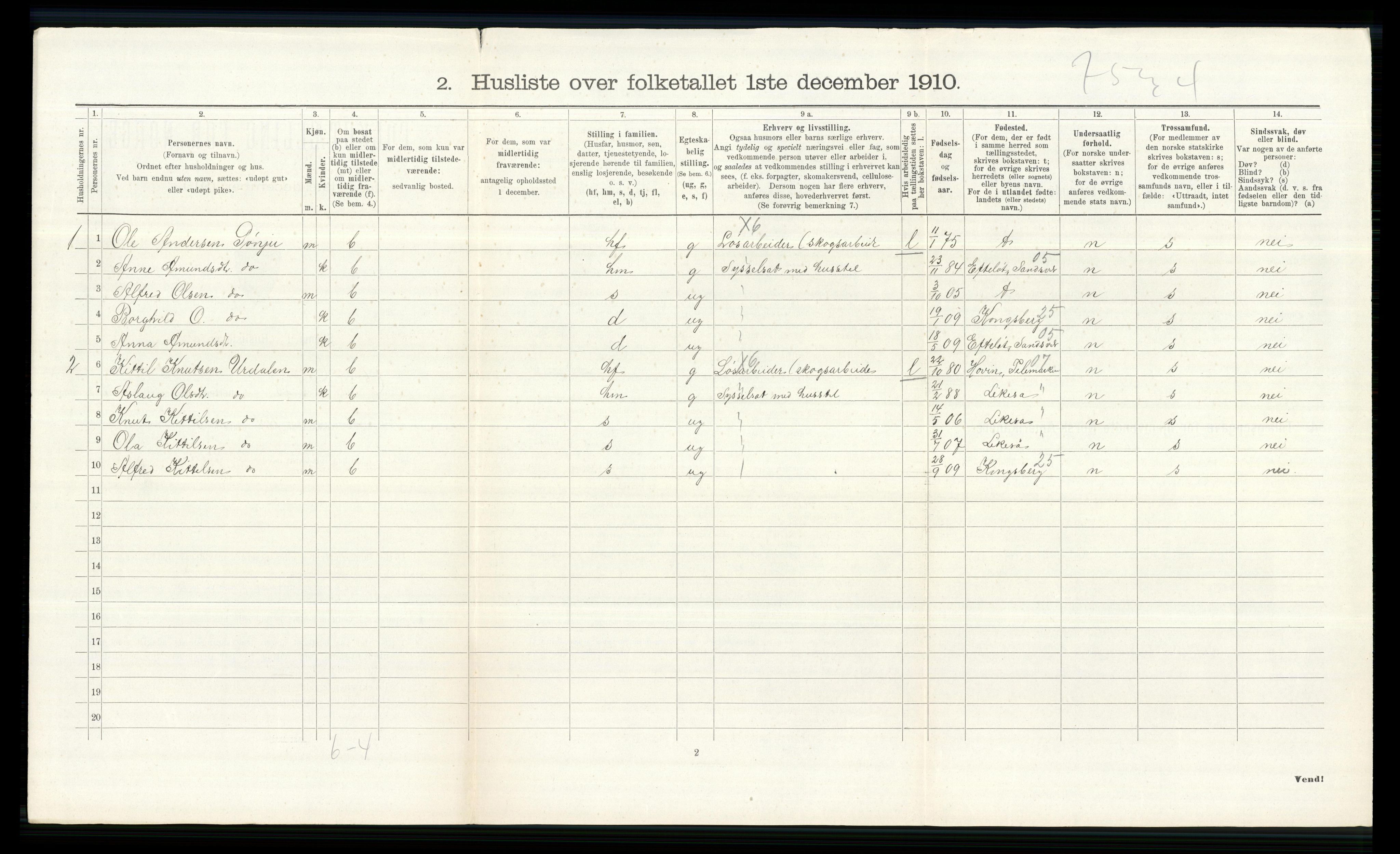 RA, 1910 census for Øvre Eiker, 1910, p. 926