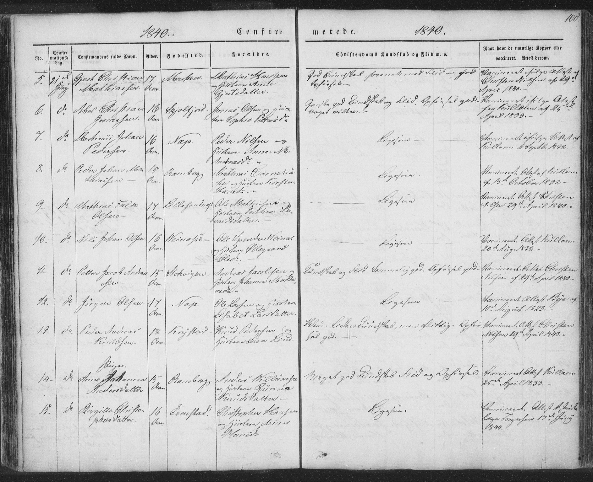 Ministerialprotokoller, klokkerbøker og fødselsregistre - Nordland, AV/SAT-A-1459/885/L1202: Parish register (official) no. 885A03, 1838-1859, p. 108