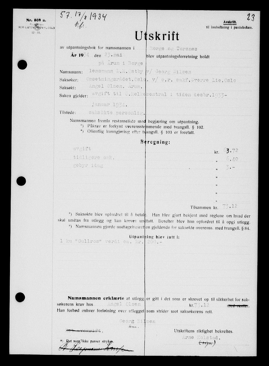 Tune sorenskriveri, SAO/A-10470/G/Gb/Gbb/L0004: Mortgage book no. II 20-24, 1933-1935, Deed date: 17.08.1934