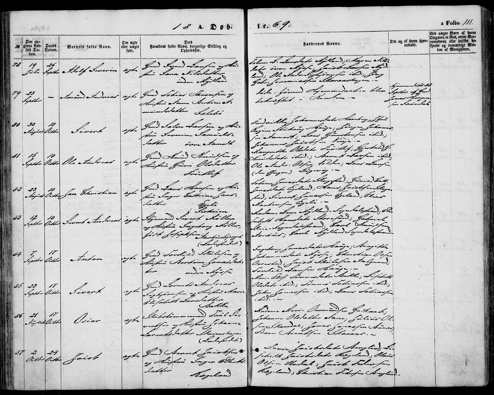 Sokndal sokneprestkontor, AV/SAST-A-101808: Parish register (official) no. A 9, 1857-1874, p. 111