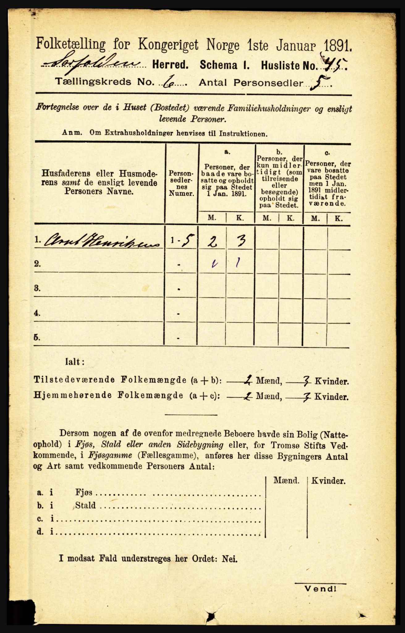 RA, 1891 census for 1845 Sørfold, 1891, p. 1817