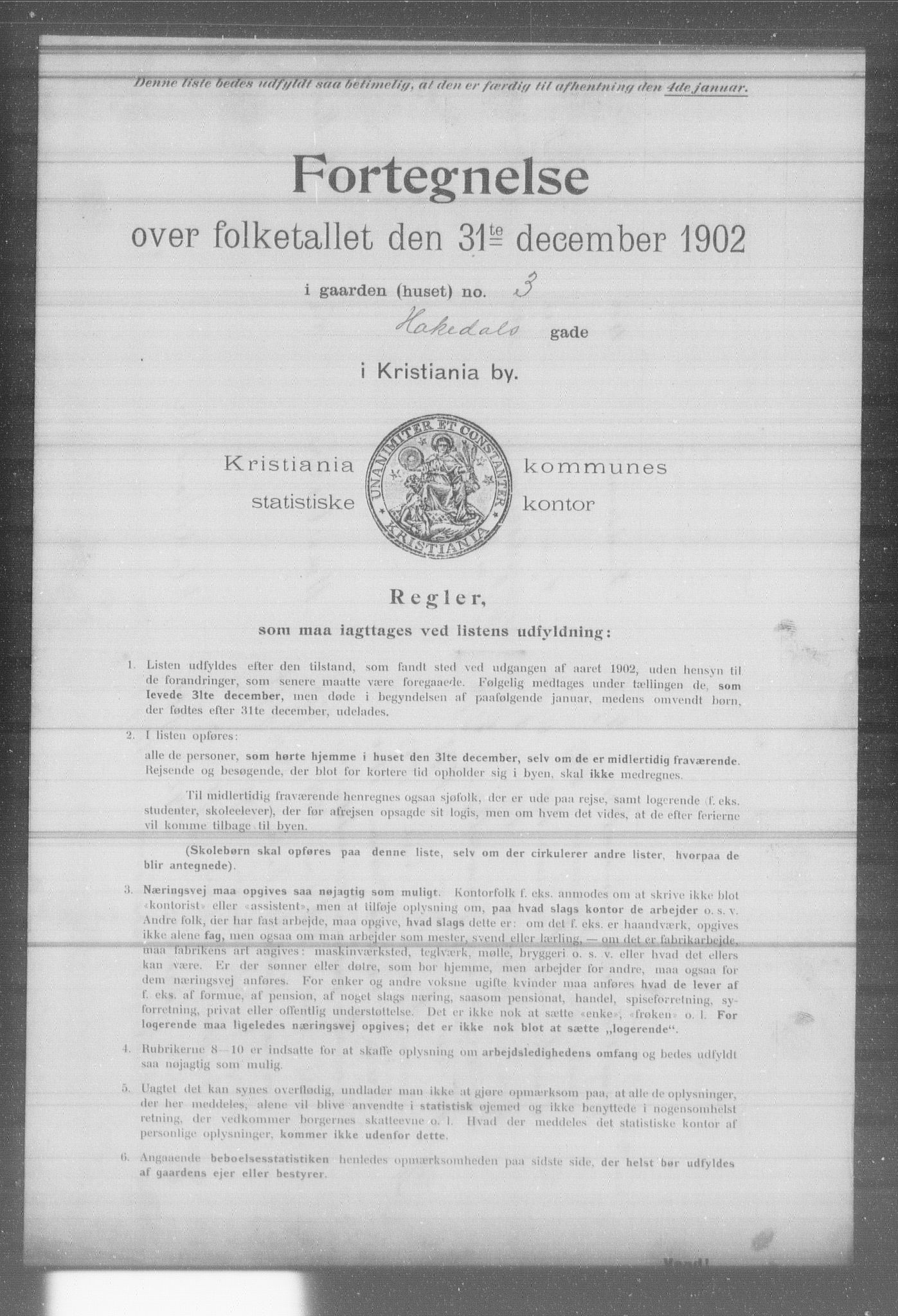 OBA, Municipal Census 1902 for Kristiania, 1902, p. 6508