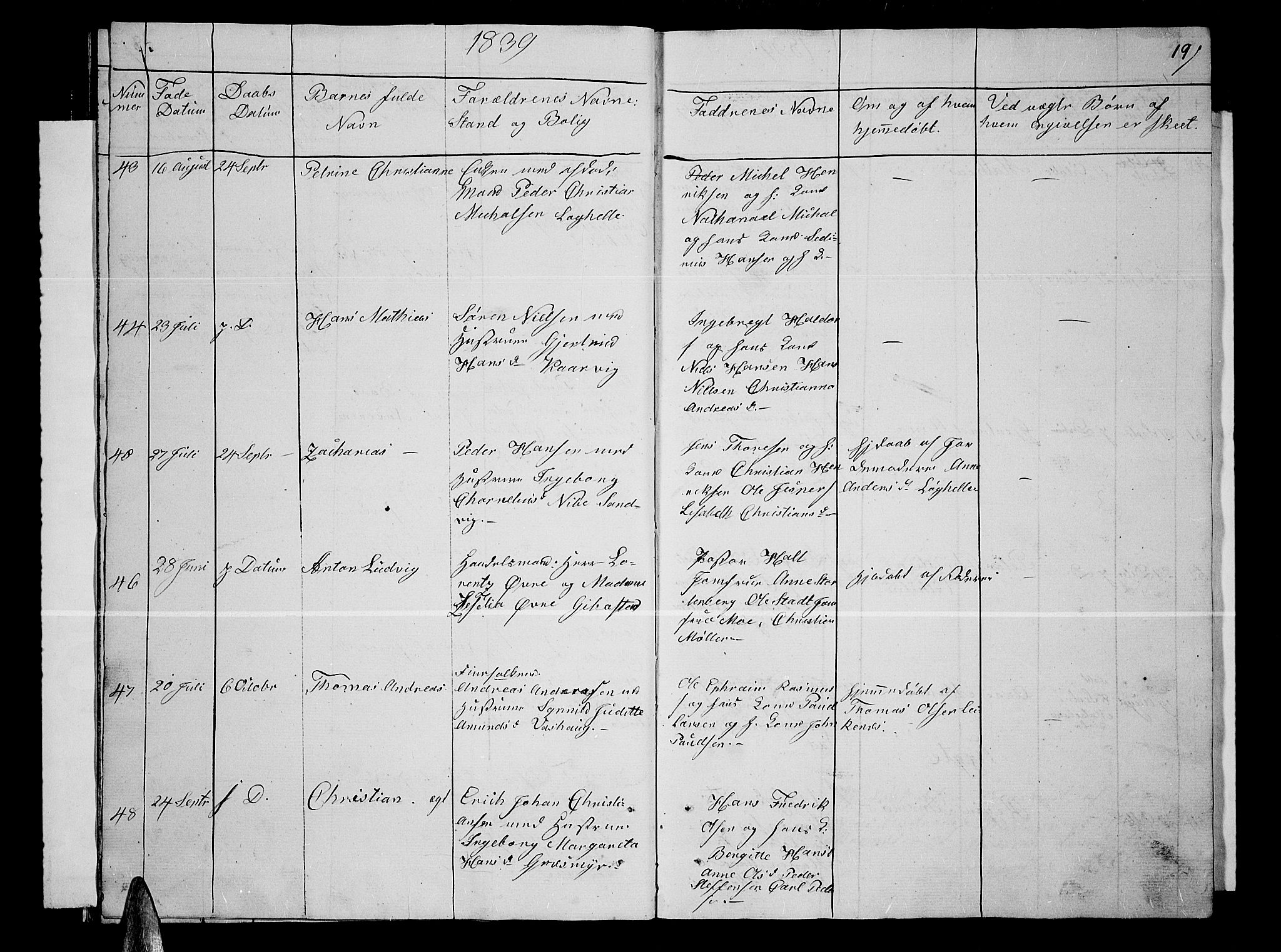 Lenvik sokneprestembete, AV/SATØ-S-1310/H/Ha/Hab/L0002klokker: Parish register (copy) no. 2, 1838-1843, p. 19