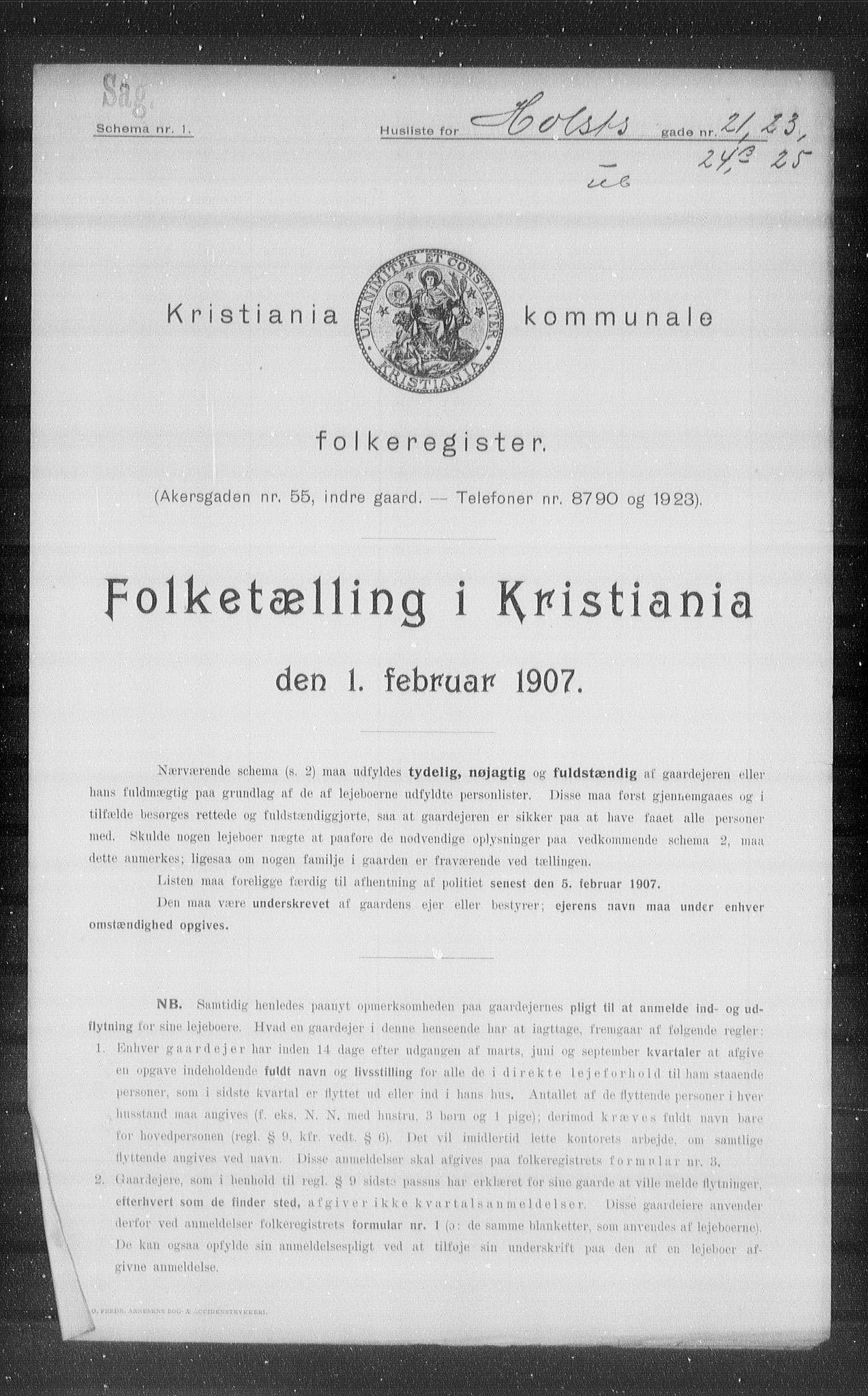 OBA, Municipal Census 1907 for Kristiania, 1907, p. 21106