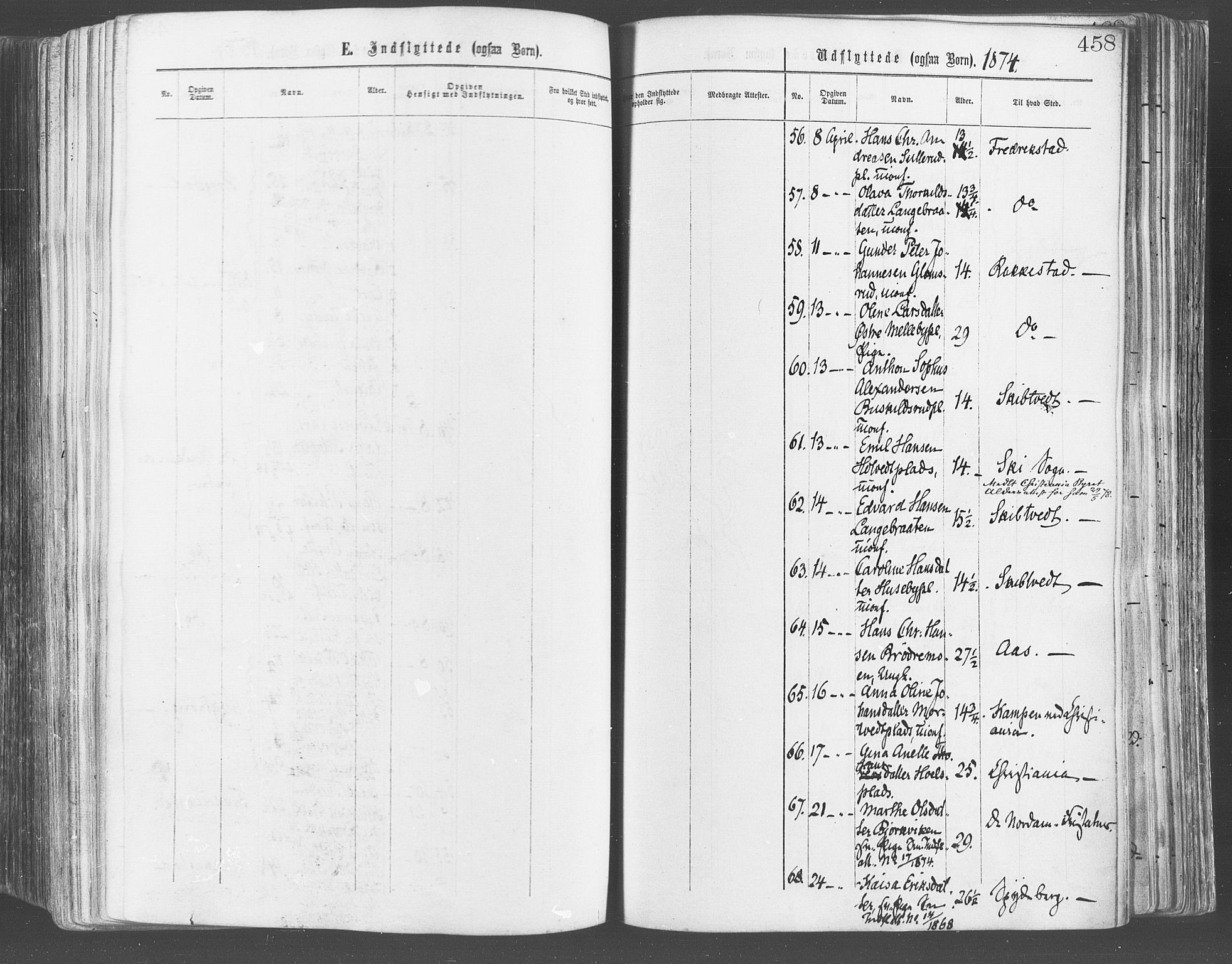 Eidsberg prestekontor Kirkebøker, SAO/A-10905/F/Fa/L0011: Parish register (official) no. I 11, 1867-1878, p. 458