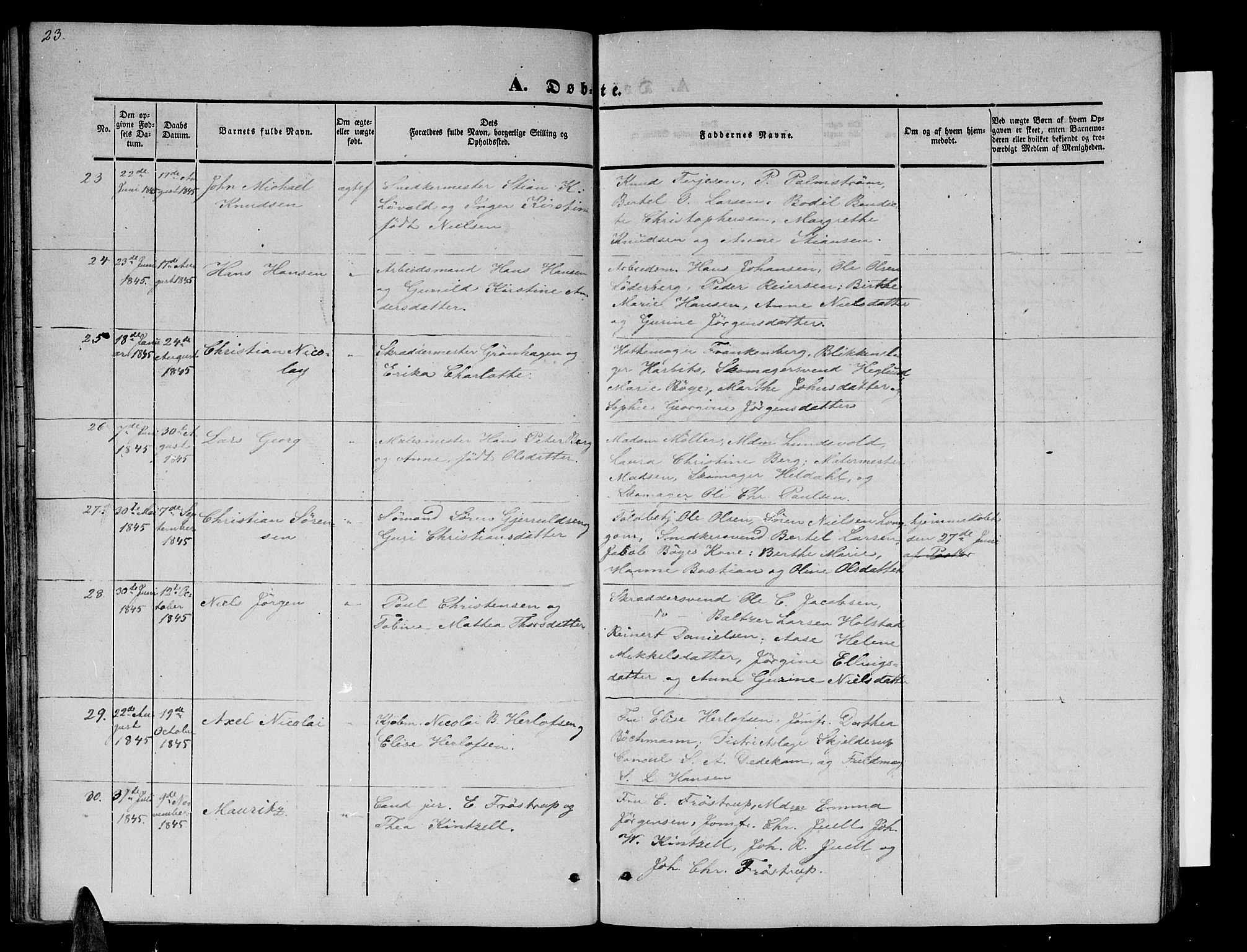 Arendal sokneprestkontor, Trefoldighet, AV/SAK-1111-0040/F/Fb/L0002: Parish register (copy) no. B 2, 1838-1860, p. 23