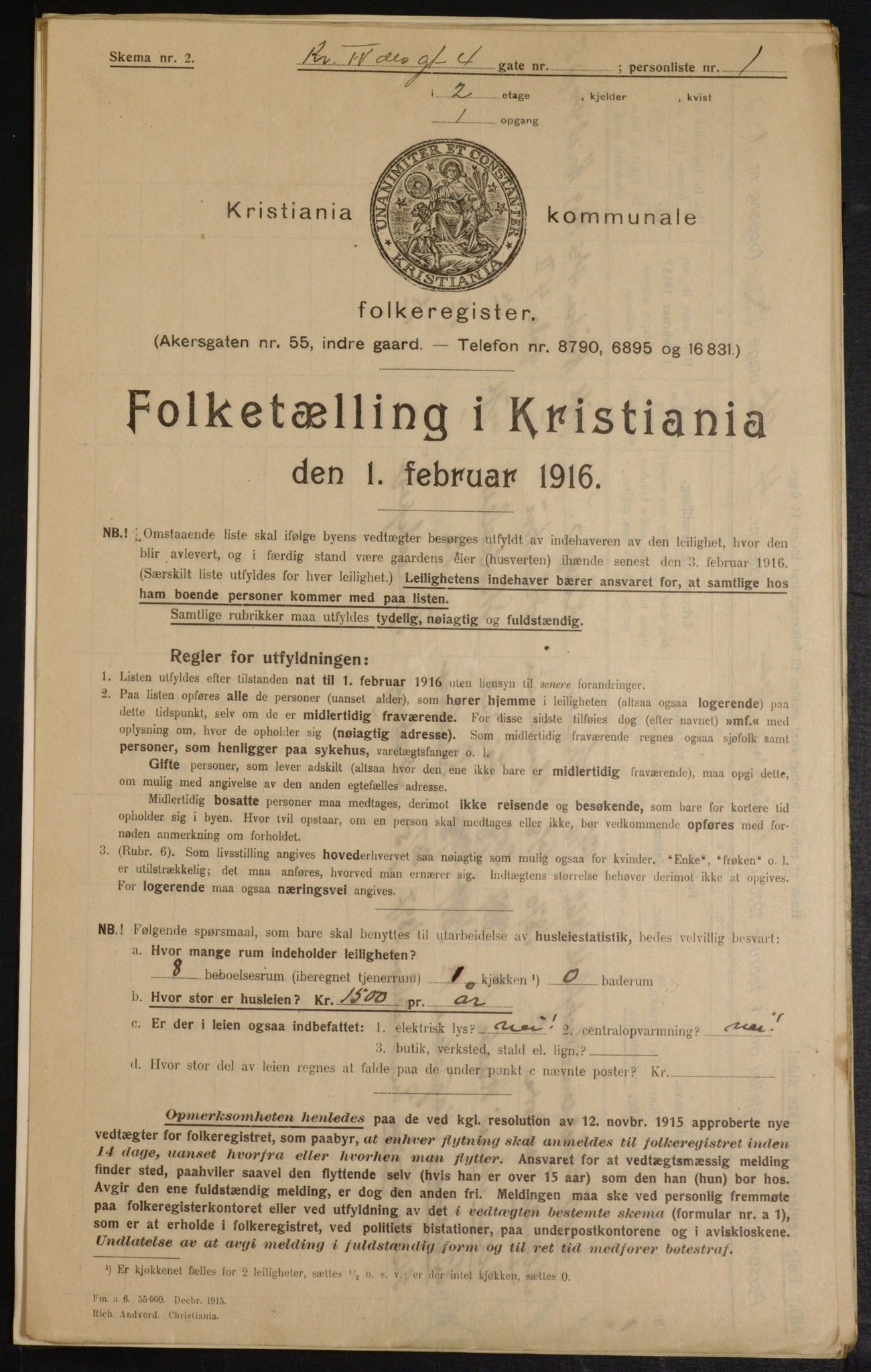 OBA, Municipal Census 1916 for Kristiania, 1916, p. 55289