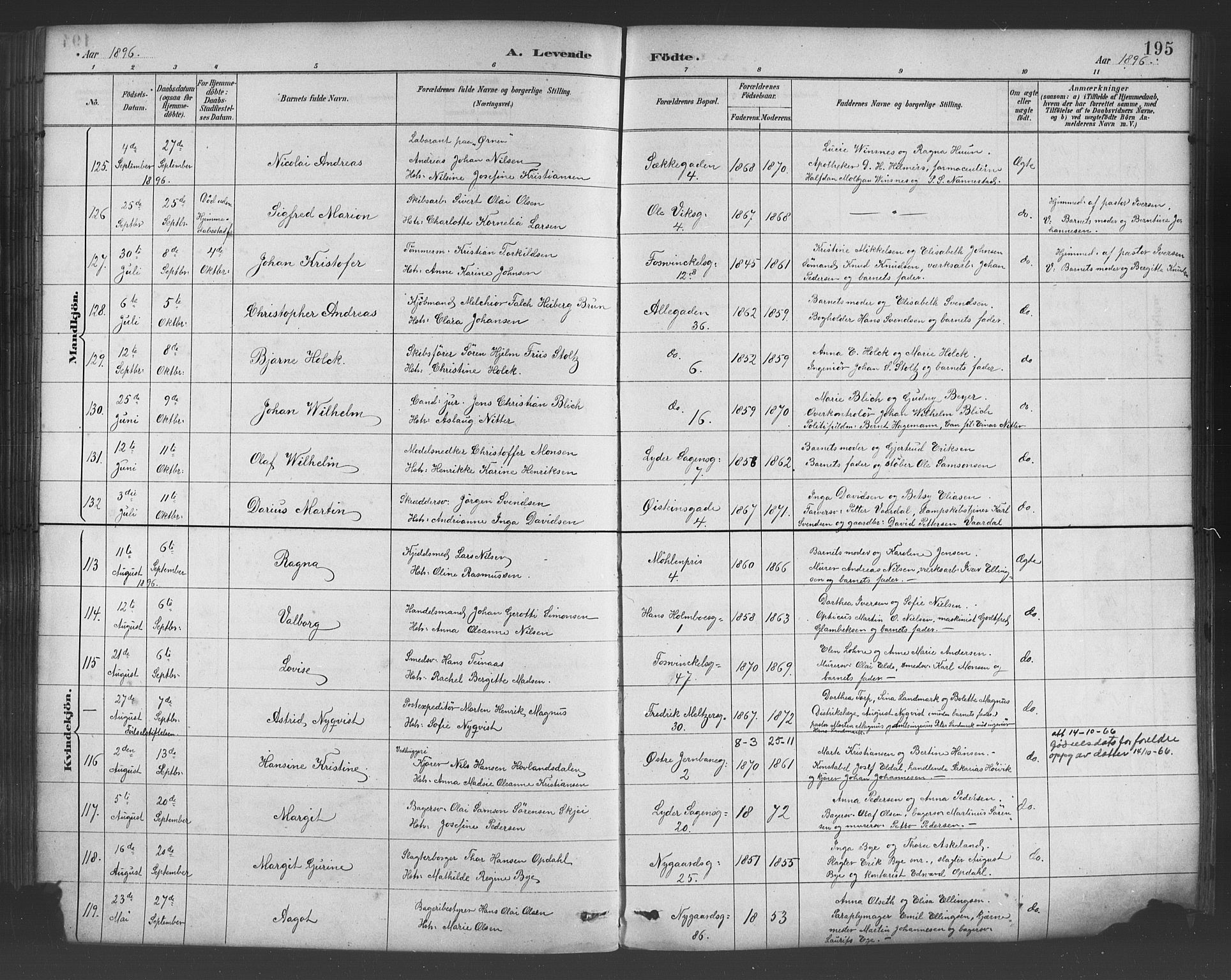 Johanneskirken sokneprestembete, AV/SAB-A-76001/H/Hab: Parish register (copy) no. A 1, 1885-1900, p. 195