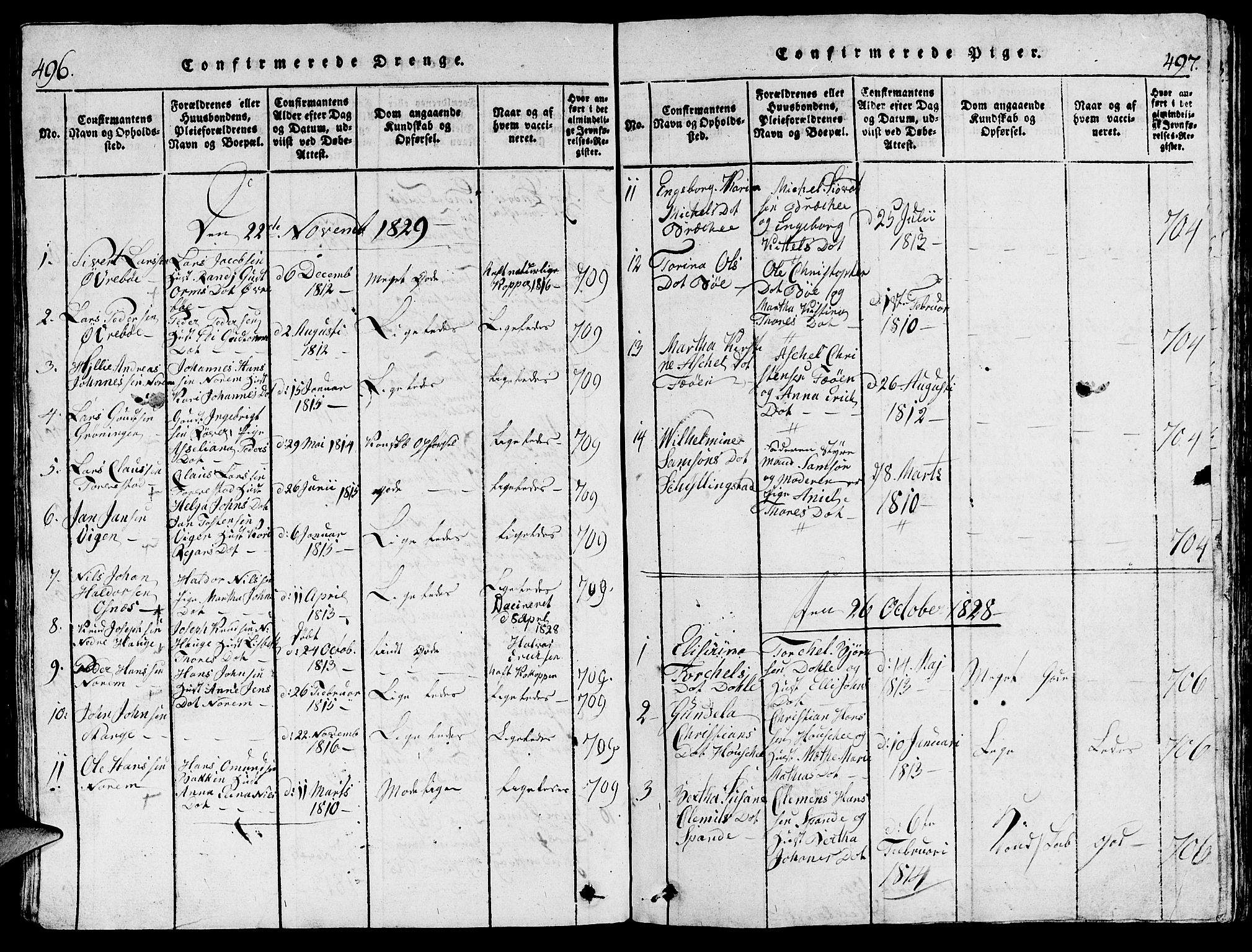 Torvastad sokneprestkontor, AV/SAST-A -101857/H/Ha/Hab/L0001: Parish register (copy) no. B 1 /1, 1817-1835, p. 496-497