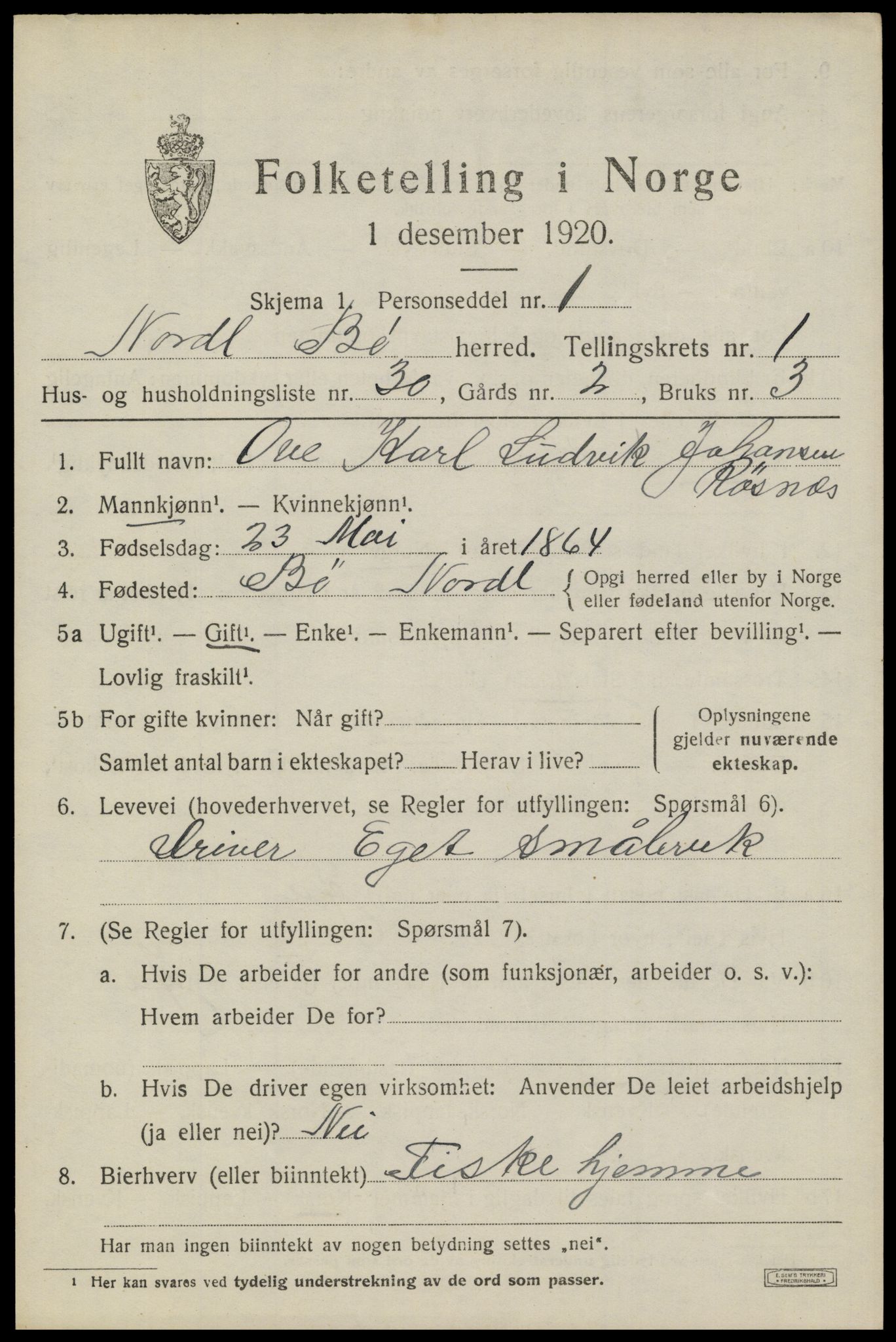 SAT, 1920 census for Bø, 1920, p. 1902