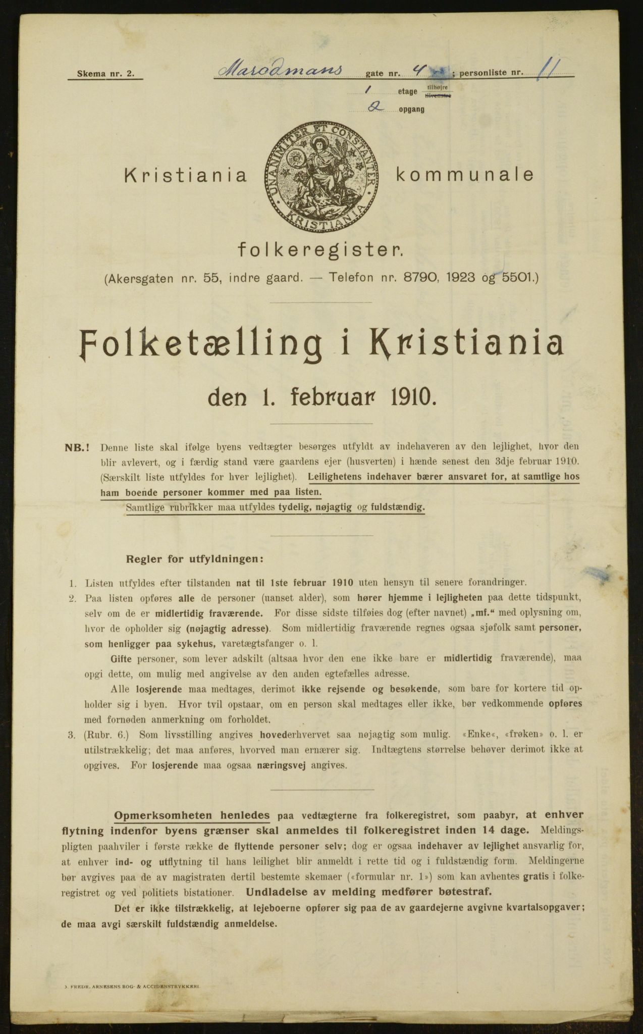 OBA, Municipal Census 1910 for Kristiania, 1910, p. 62636