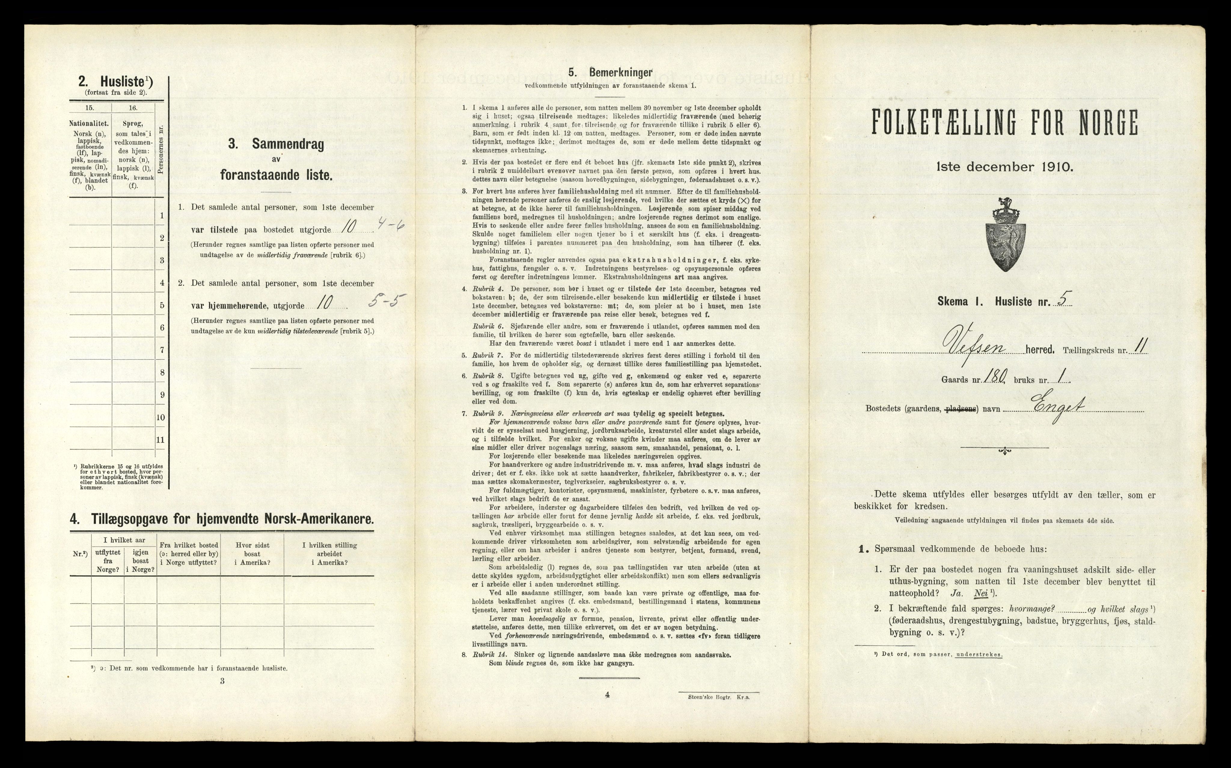 RA, 1910 census for Vefsn, 1910, p. 1184