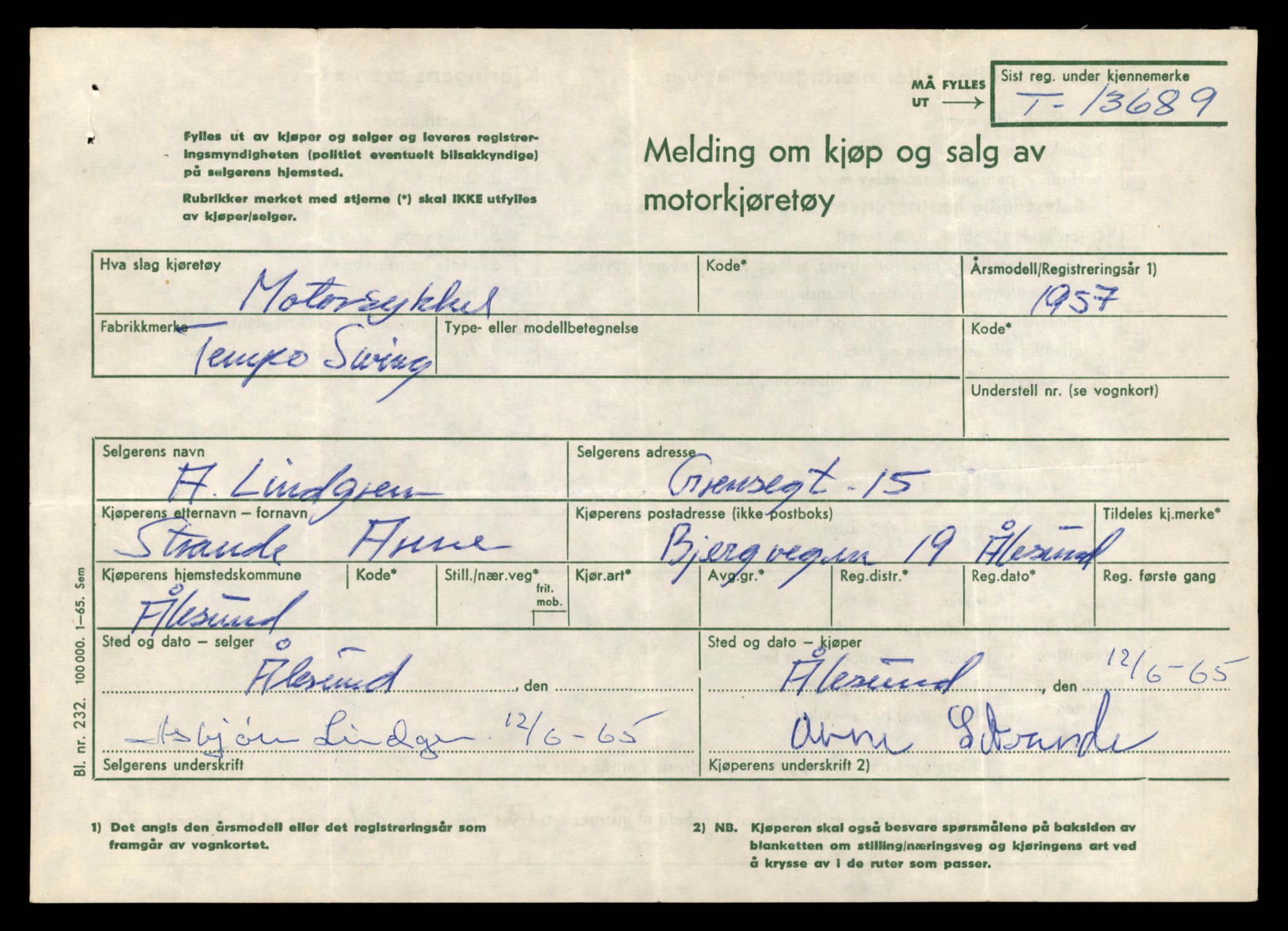 Møre og Romsdal vegkontor - Ålesund trafikkstasjon, AV/SAT-A-4099/F/Fe/L0040: Registreringskort for kjøretøy T 13531 - T 13709, 1927-1998, p. 2729